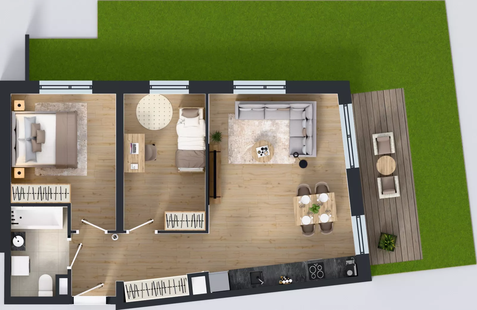 3 pokoje, mieszkanie 60,87 m², parter, oferta nr A/19, Międzyleska 4, Wrocław, Tarnogaj, Krzyki, ul. Międzyleska