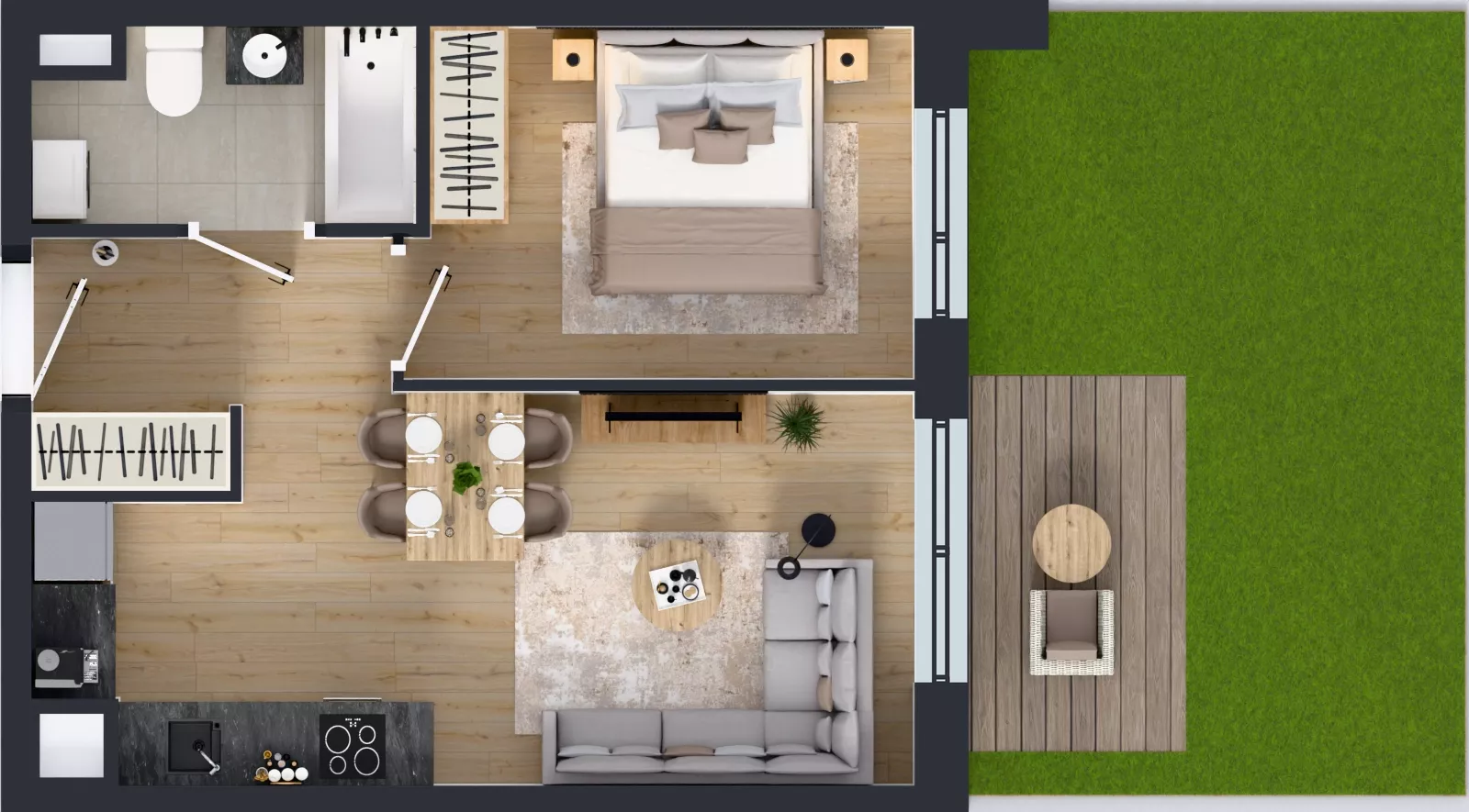 2 pokoje, mieszkanie 37,25 m², parter, oferta nr A/20, Międzyleska 4, Wrocław, Tarnogaj, Krzyki, ul. Międzyleska