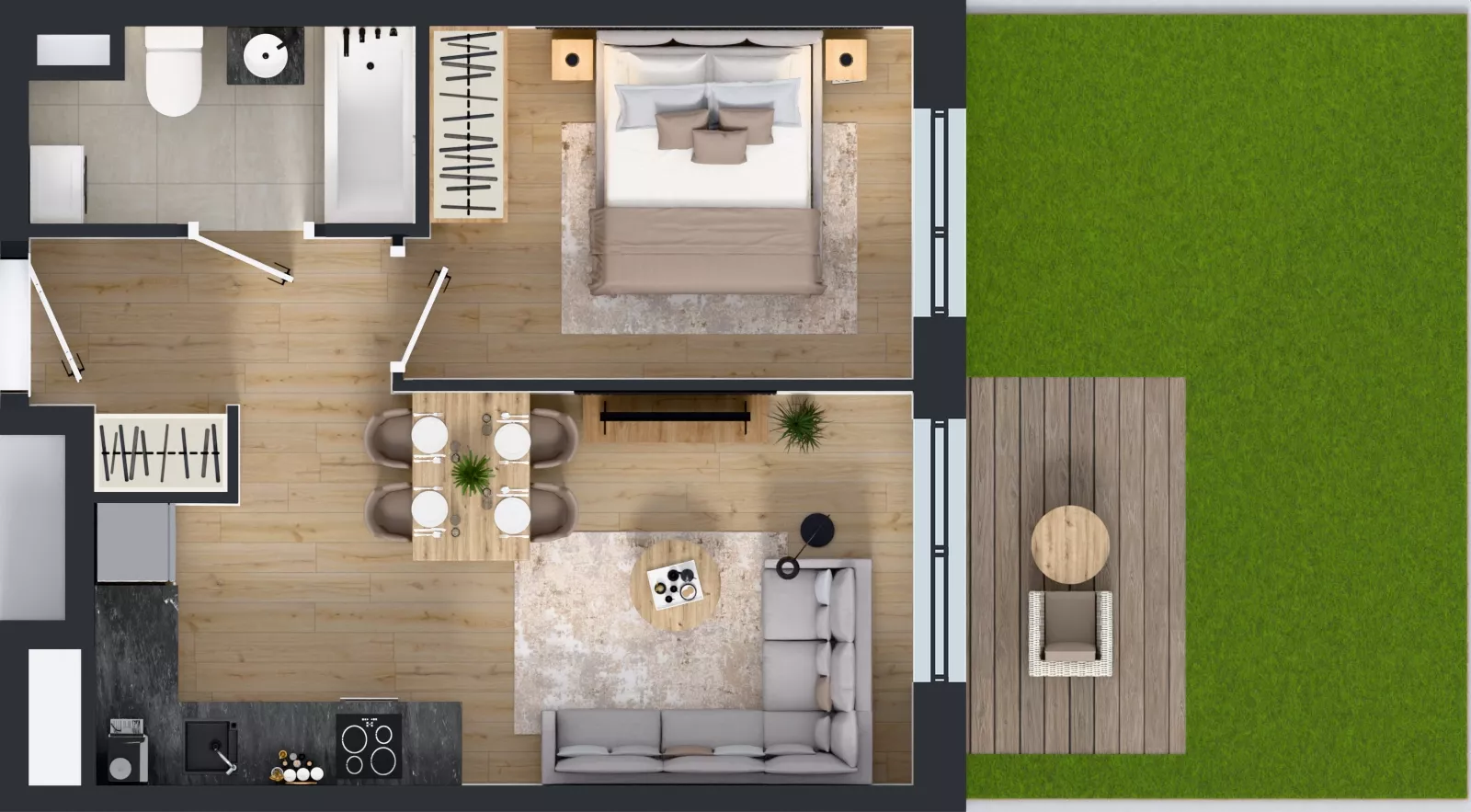 2 pokoje, mieszkanie 36,34 m², parter, oferta nr A/21, Międzyleska 4, Wrocław, Tarnogaj, Krzyki, ul. Międzyleska