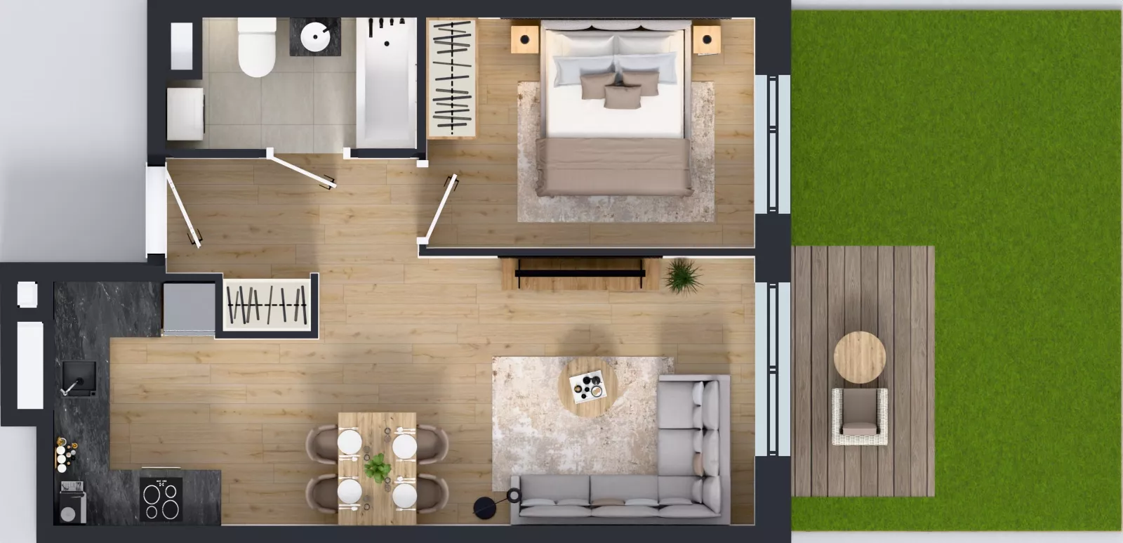2 pokoje, mieszkanie 41,49 m², parter, oferta nr A/22, Międzyleska 4, Wrocław, Tarnogaj, Krzyki, ul. Międzyleska