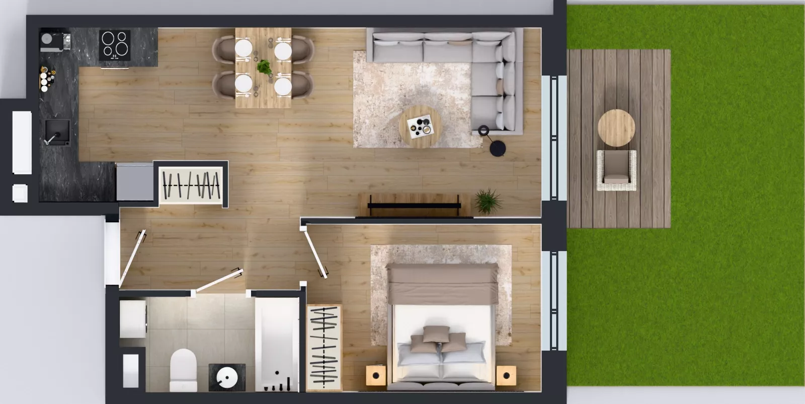 2 pokoje, mieszkanie 41,49 m², parter, oferta nr A/61, Międzyleska 4, Wrocław, Tarnogaj, Krzyki, ul. Międzyleska