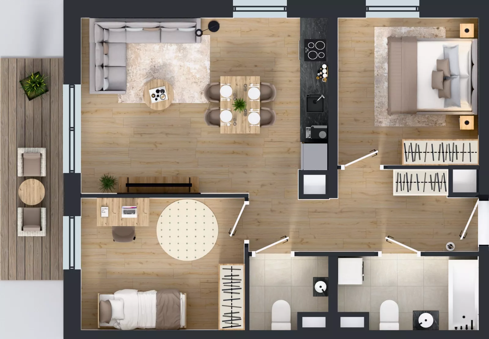 3 pokoje, mieszkanie 59,69 m², piętro 1, oferta nr A/5, Międzyleska 4, Wrocław, Tarnogaj, Krzyki, ul. Międzyleska