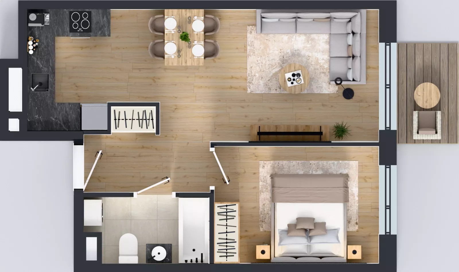2 pokoje, mieszkanie 41,49 m², piętro 1, oferta nr A/70, Międzyleska 4, Wrocław, Tarnogaj, Krzyki, ul. Międzyleska