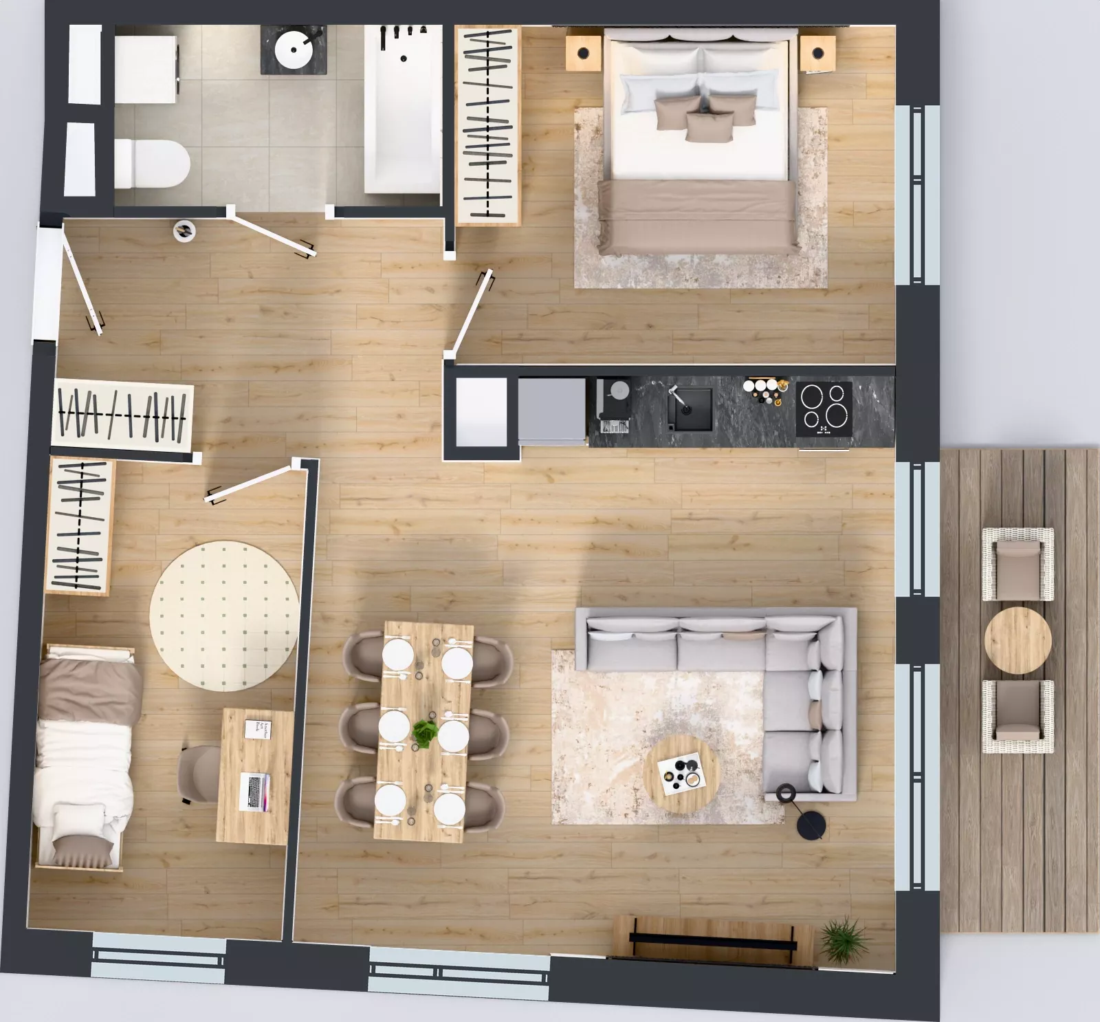 3 pokoje, mieszkanie 59,45 m², piętro 2, oferta nr A/83, Międzyleska 4, Wrocław, Tarnogaj, Krzyki, ul. Międzyleska