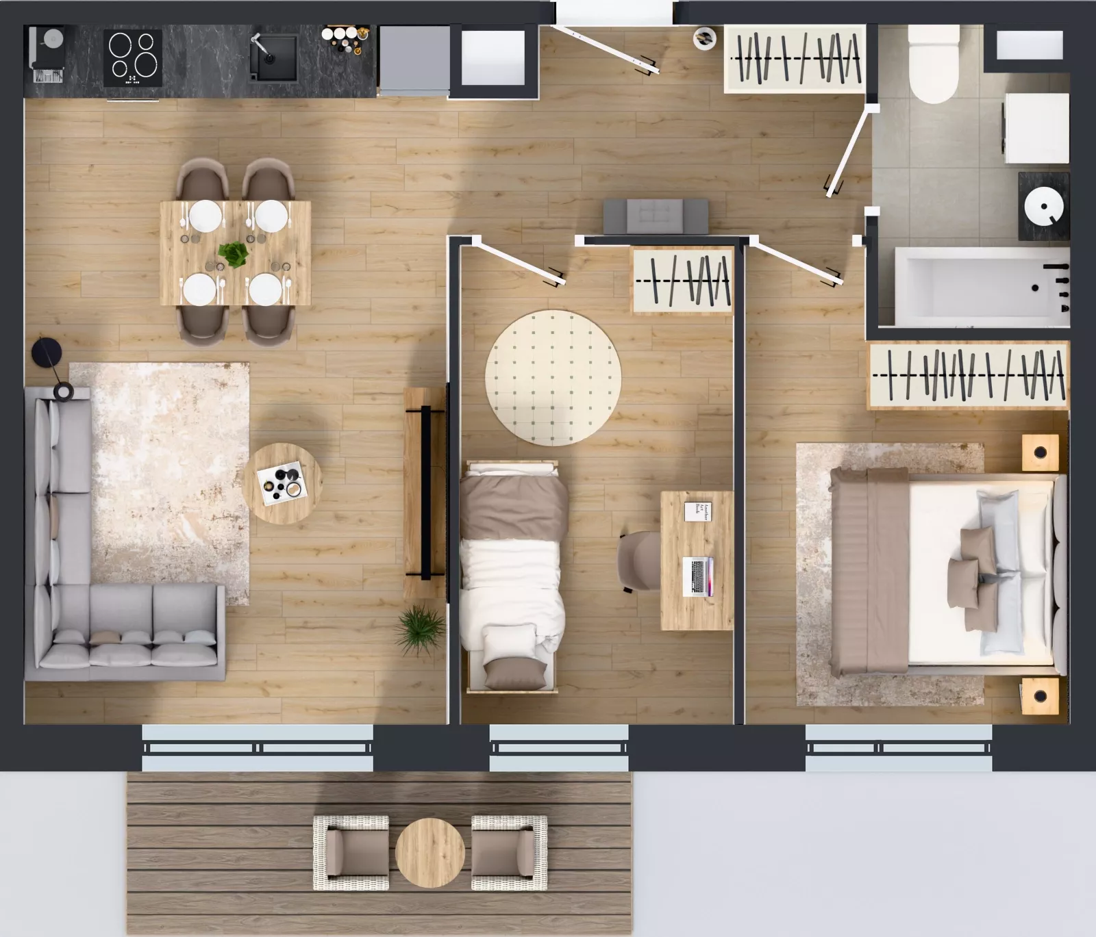 3 pokoje, mieszkanie 51,52 m², piętro 2, oferta nr A/121, Międzyleska 4, Wrocław, Tarnogaj, Krzyki, ul. Międzyleska