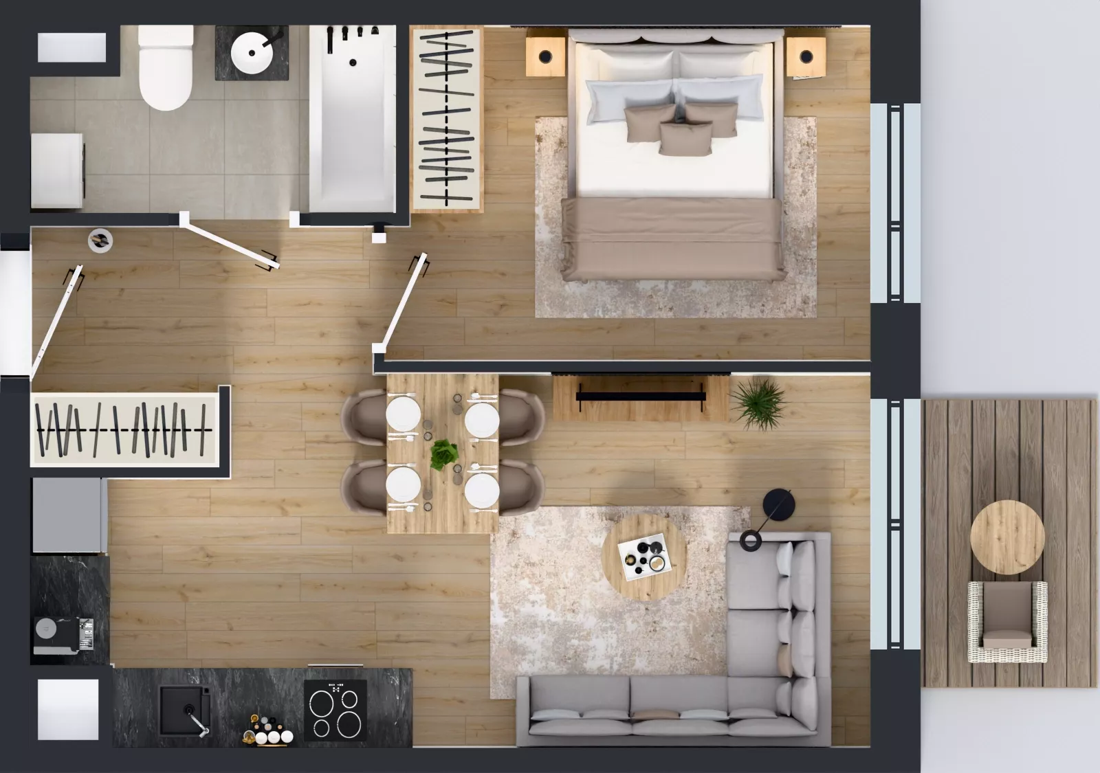 2 pokoje, mieszkanie 37,22 m², piętro 3, oferta nr A/41, Międzyleska 4, Wrocław, Tarnogaj, Krzyki, ul. Międzyleska