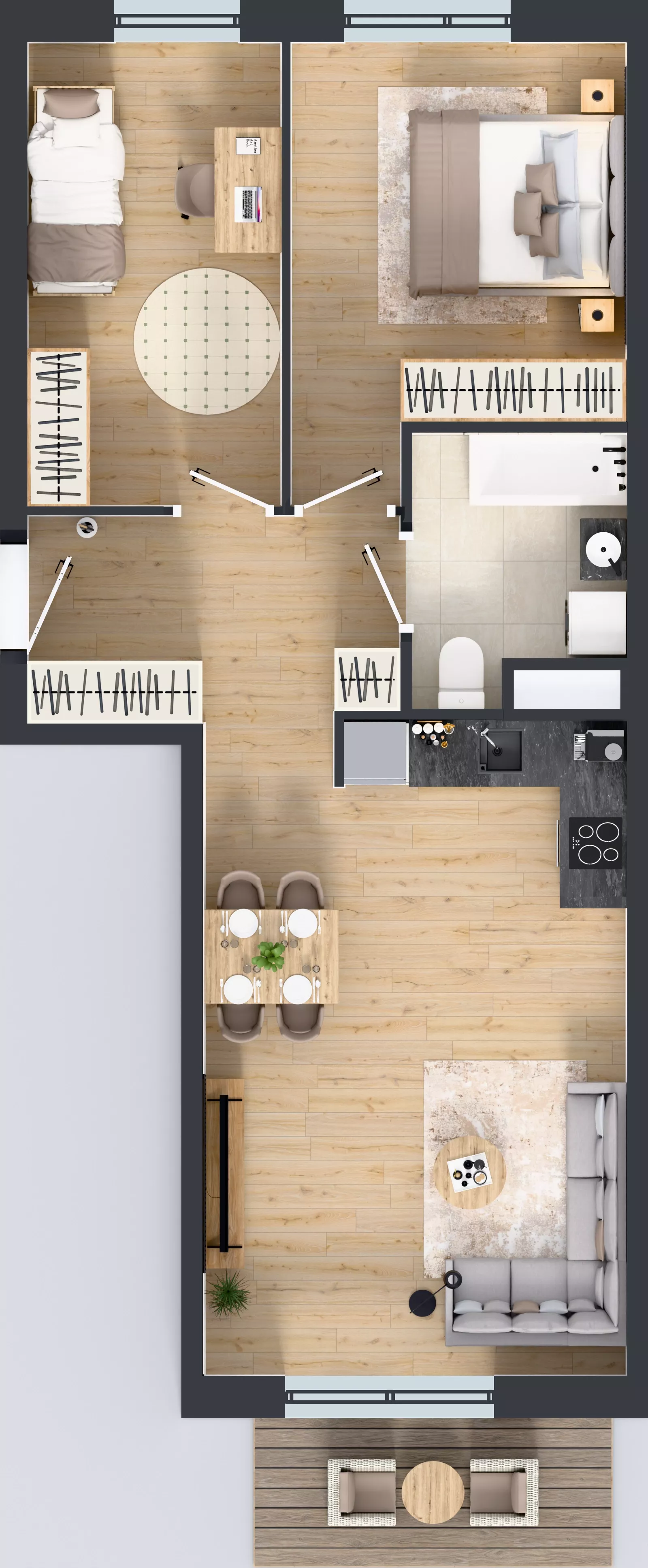 3 pokoje, mieszkanie 60,36 m², piętro 3, oferta nr A/124, Międzyleska 4, Wrocław, Tarnogaj, Krzyki, ul. Międzyleska