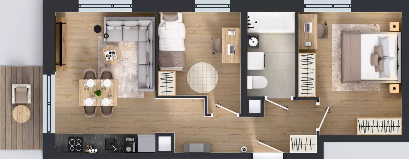 3 pokoje, mieszkanie 51,40 m², piętro 3, oferta nr A/127, Międzyleska 4, Wrocław, Tarnogaj, Krzyki, ul. Międzyleska