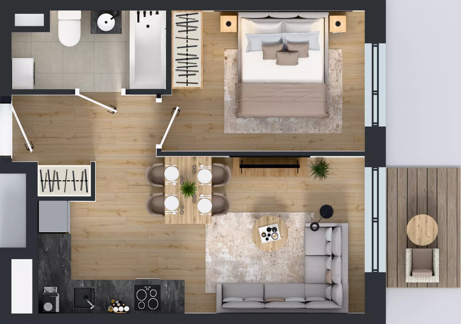 2 pokoje, mieszkanie 36,34 m², piętro 4, oferta nr A/49, Międzyleska 4, Wrocław, Tarnogaj, Krzyki, ul. Międzyleska