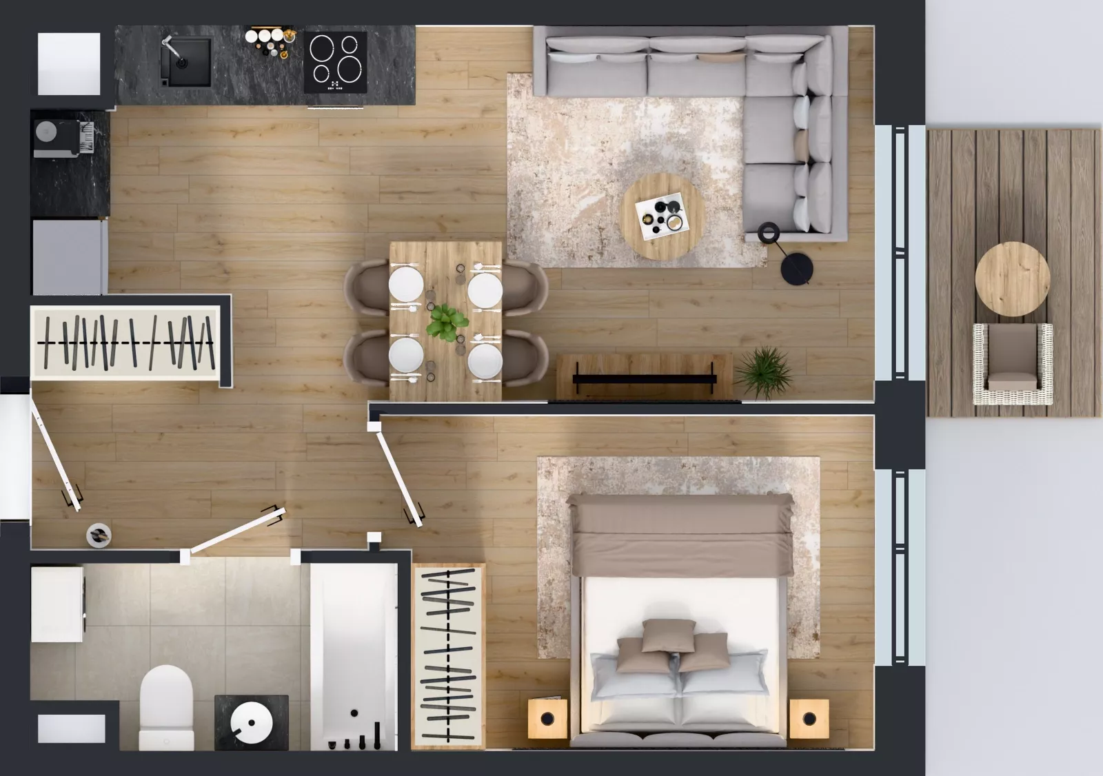 2 pokoje, mieszkanie 37,23 m², piętro 4, oferta nr A/100, Międzyleska 4, Wrocław, Tarnogaj, Krzyki, ul. Międzyleska