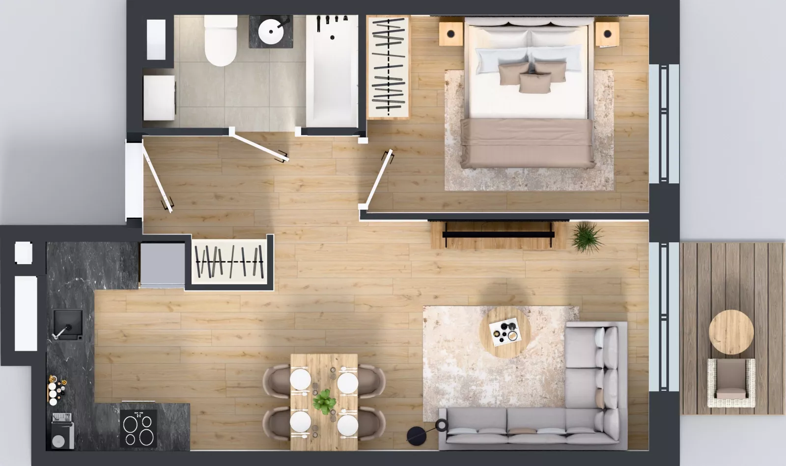 2 pokoje, mieszkanie 41,49 m², piętro 5, oferta nr A/57, Międzyleska 4, Wrocław, Tarnogaj, Krzyki, ul. Międzyleska