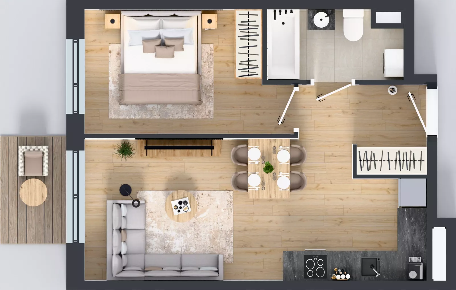 2 pokoje, mieszkanie 40,61 m², piętro 5, oferta nr A/58, Międzyleska 4, Wrocław, Tarnogaj, Krzyki, ul. Międzyleska
