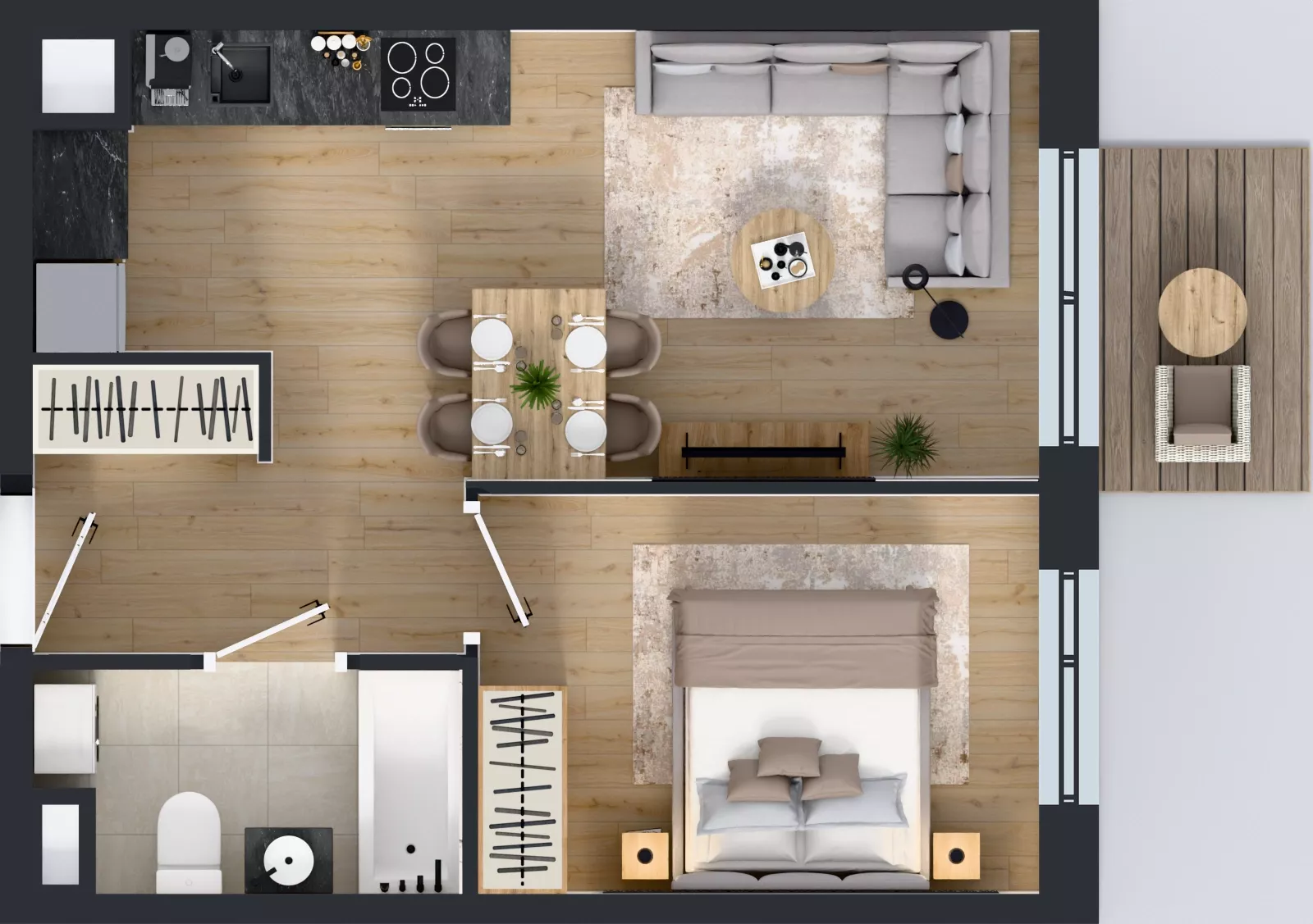 2 pokoje, mieszkanie 37,35 m², piętro 5, oferta nr A/107, Międzyleska 4, Wrocław, Tarnogaj, Krzyki, ul. Międzyleska