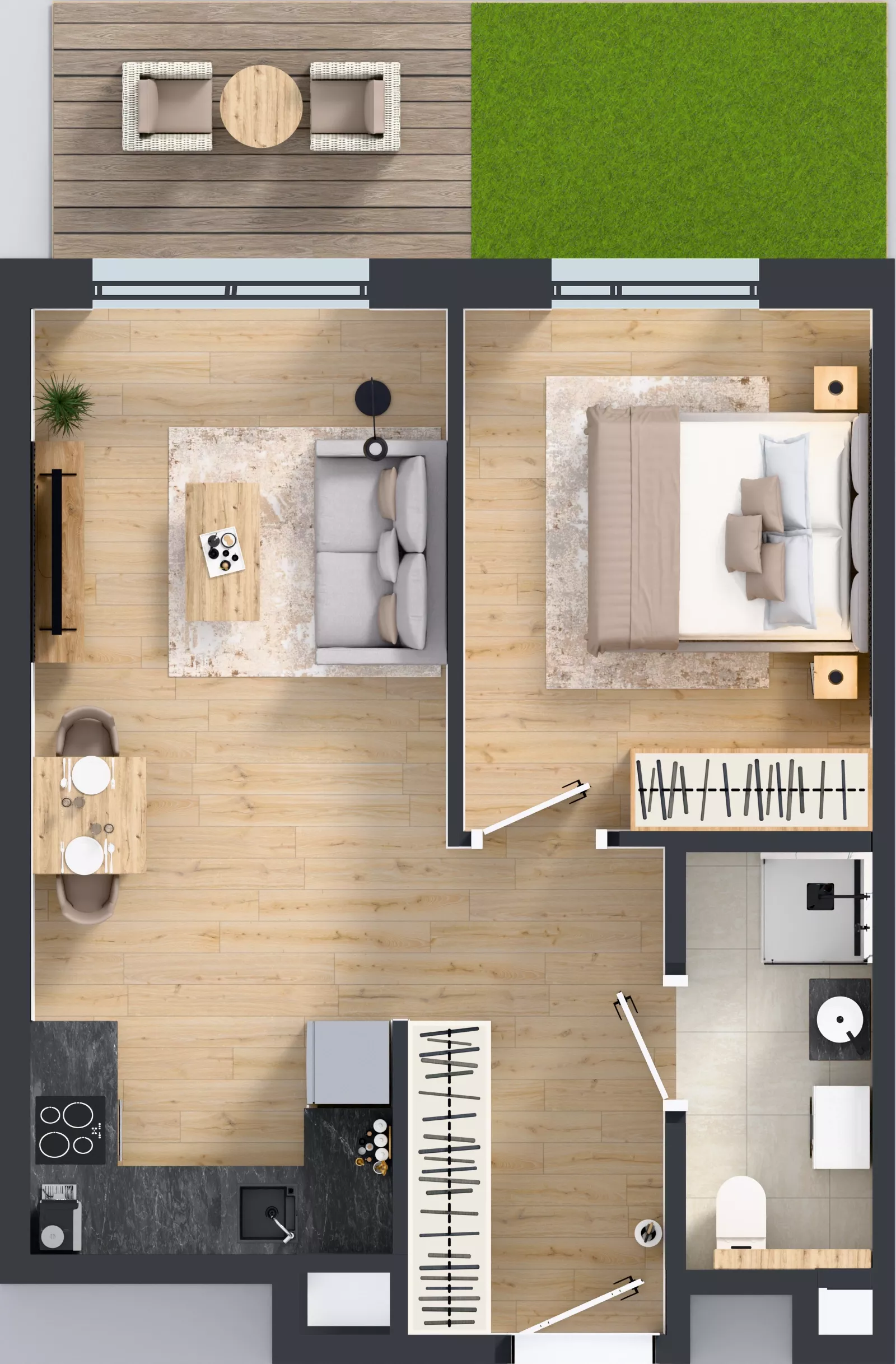 2 pokoje, mieszkanie 41,29 m², parter, oferta nr A/3, Osiedle Wilno 9.2, Warszawa, Targówek, Elsnerów, ul. Rudnicka