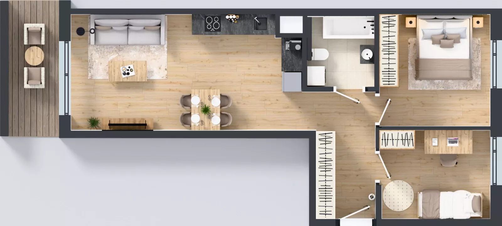 3 pokoje, mieszkanie 59,25 m², piętro 1, oferta nr A/5, Osiedle Wilno 9.2, Warszawa, Targówek, Elsnerów, ul. Rudnicka