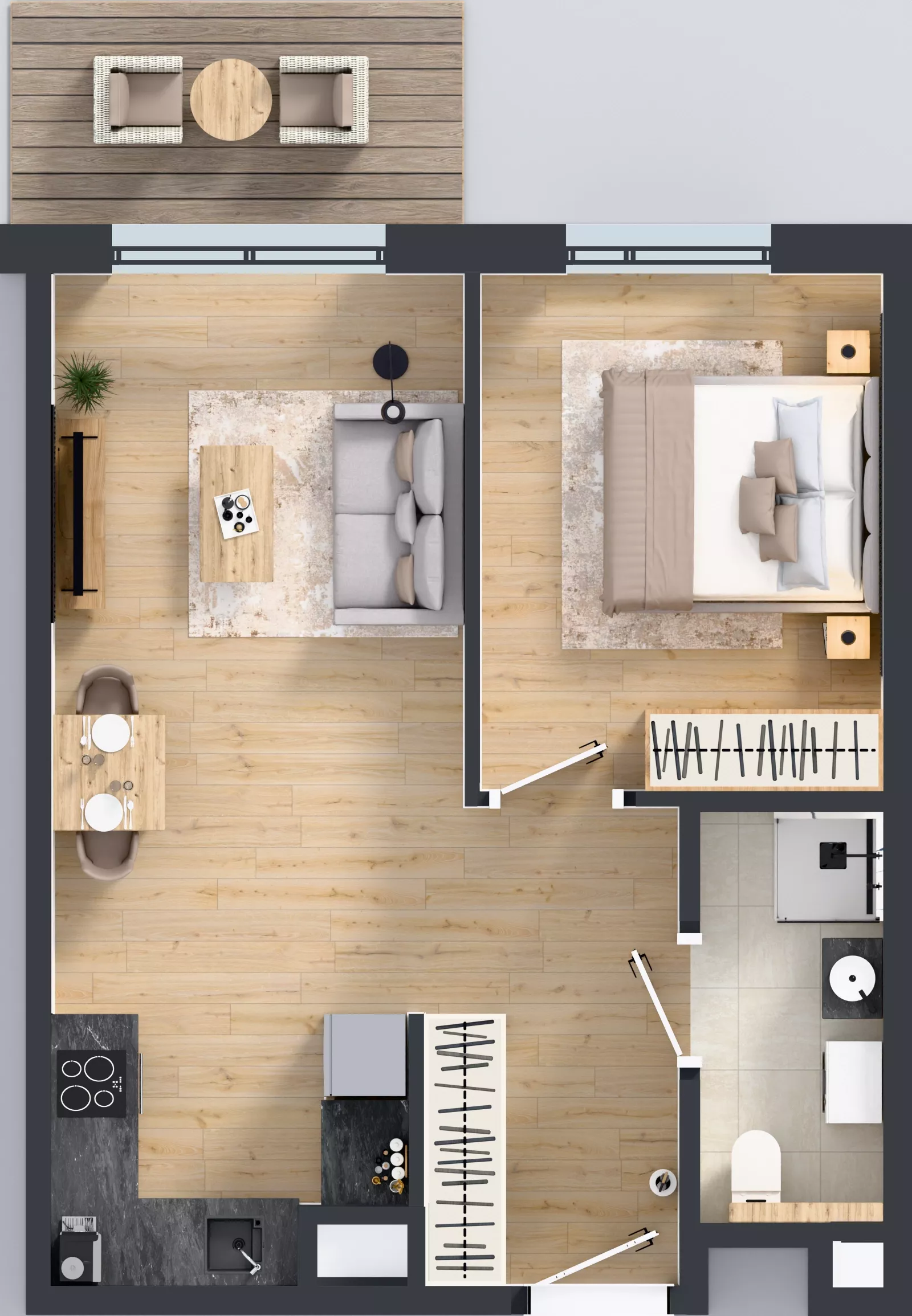 2 pokoje, mieszkanie 42,37 m², piętro 2, oferta nr A/11, Osiedle Wilno 9.2, Warszawa, Targówek, Elsnerów, ul. Rudnicka
