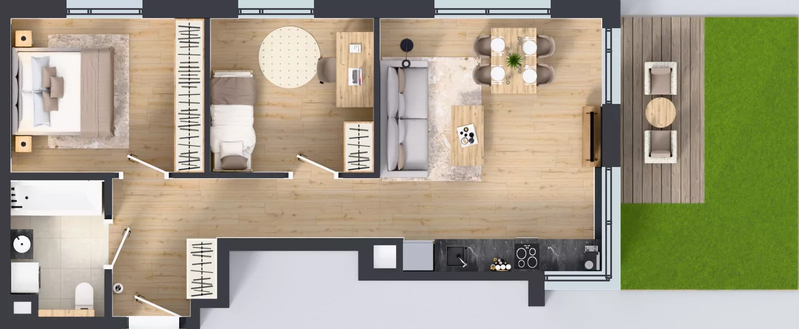 3 pokoje, mieszkanie 57,51 m², parter, oferta nr A/48, Osiedle Wilno 9.2, Warszawa, Targówek, Elsnerów, ul. Rudnicka