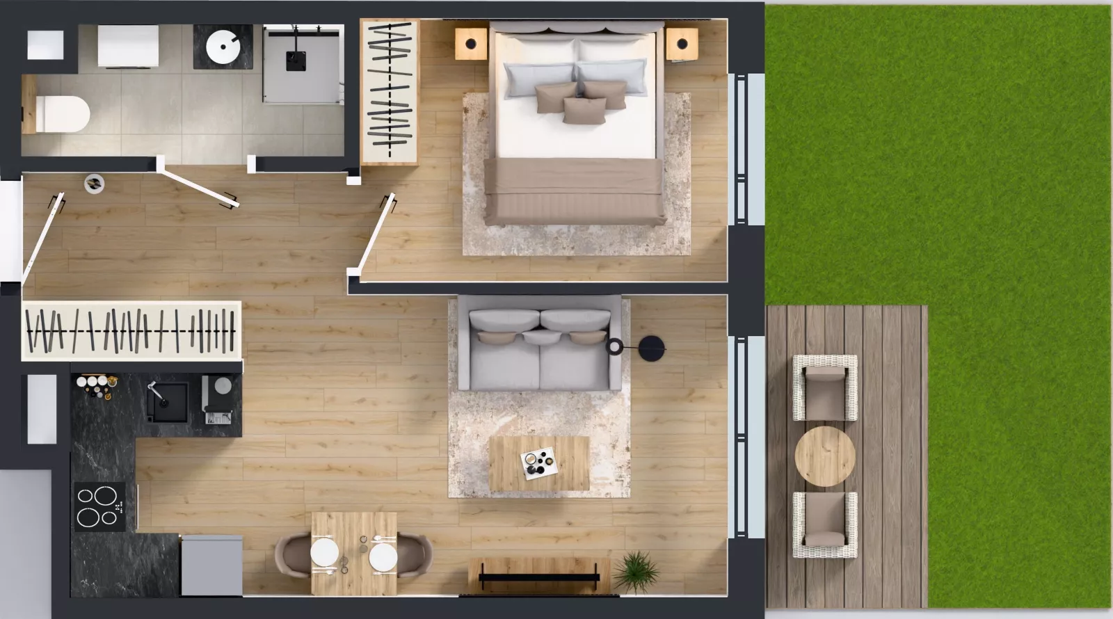2 pokoje, mieszkanie 37,04 m², parter, oferta nr A/51, Osiedle Wilno 9.2, Warszawa, Targówek, Elsnerów, ul. Rudnicka