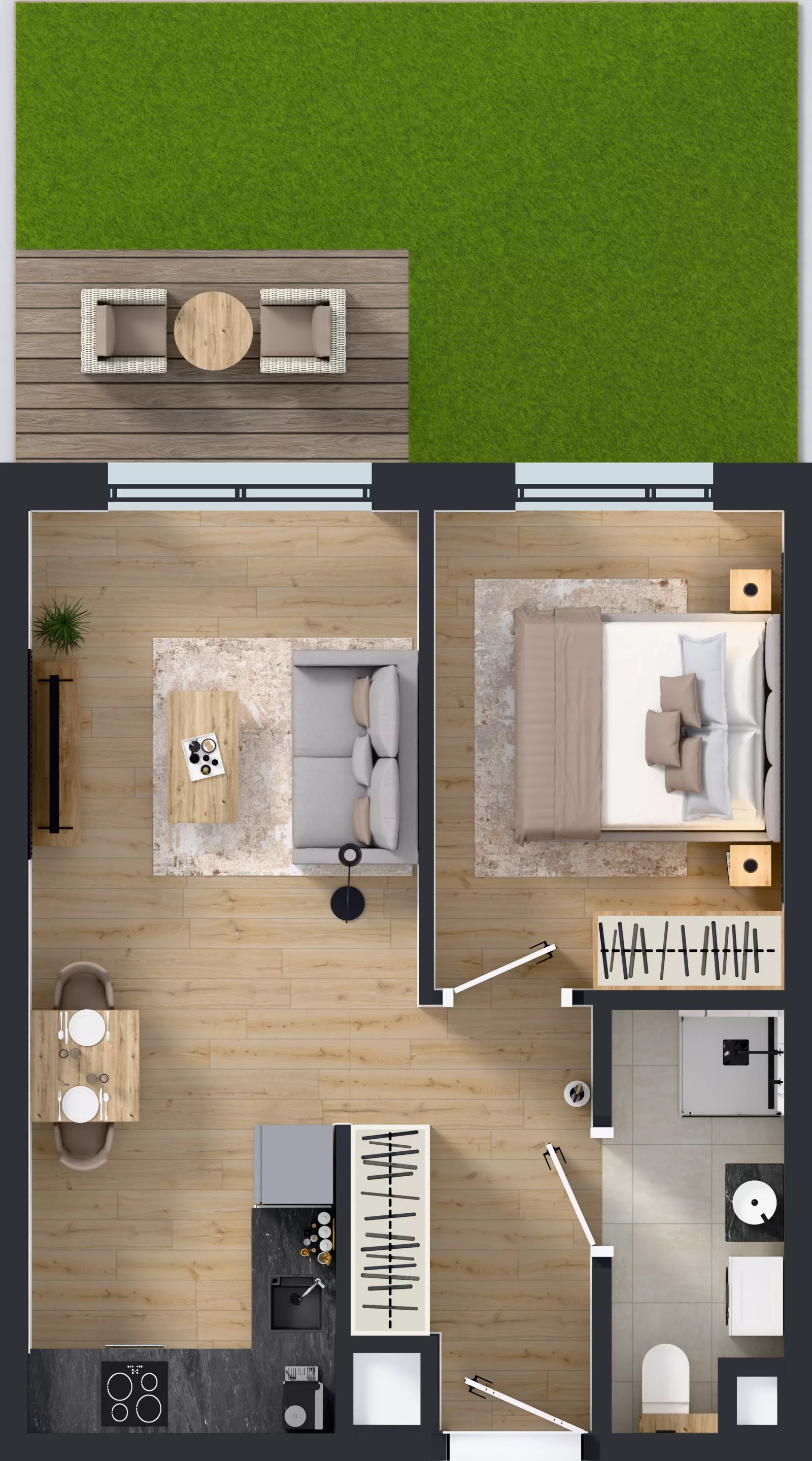2 pokoje, mieszkanie 37,77 m², parter, oferta nr A/52, Osiedle Wilno 9.2, Warszawa, Targówek, Elsnerów, ul. Rudnicka