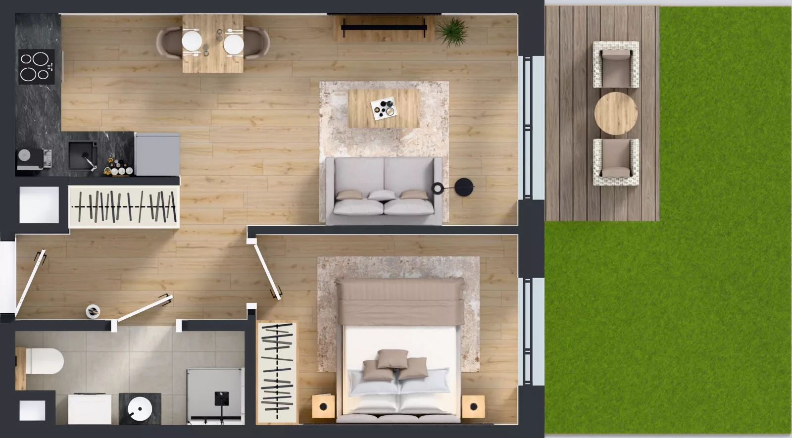 2 pokoje, mieszkanie 37,79 m², parter, oferta nr A/54, Osiedle Wilno 9.2, Warszawa, Targówek, Elsnerów, ul. Rudnicka