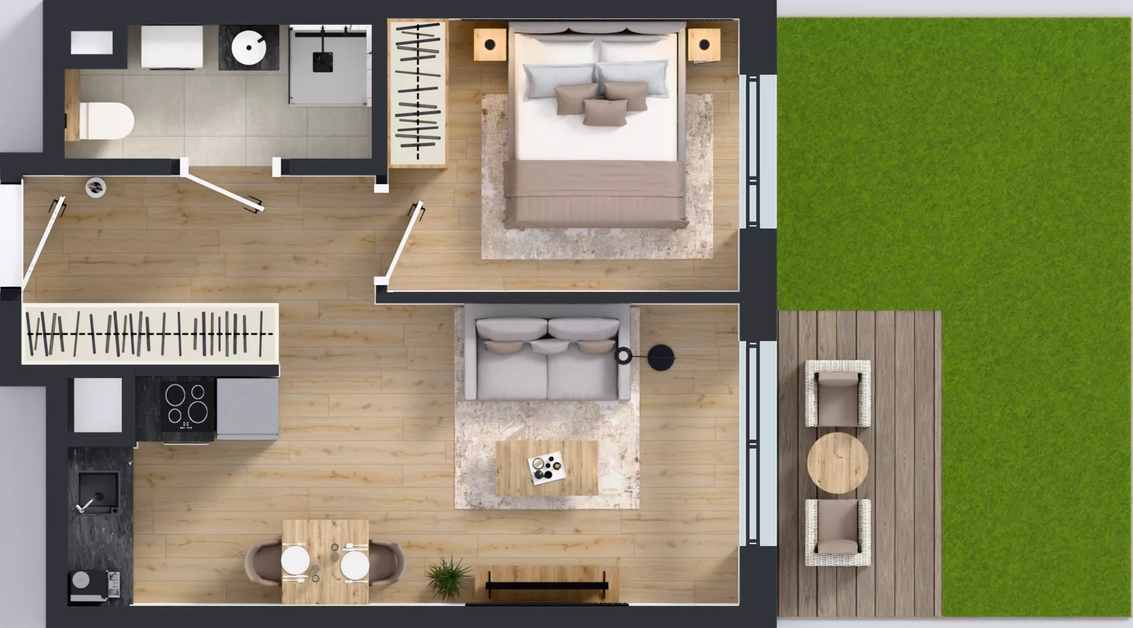 2 pokoje, mieszkanie 36,14 m², parter, oferta nr A/55, Osiedle Wilno 9.2, Warszawa, Targówek, Elsnerów, ul. Rudnicka
