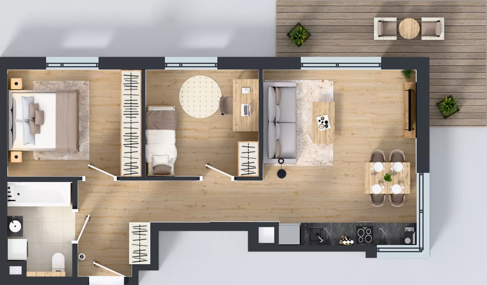 3 pokoje, mieszkanie 57,50 m², piętro 1, oferta nr A/58, Osiedle Wilno 9.2, Warszawa, Targówek, Elsnerów, ul. Rudnicka