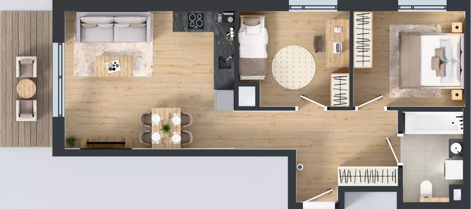 3 pokoje, mieszkanie 58,02 m², piętro 2, oferta nr A/73, Osiedle Wilno 9.2, Warszawa, Targówek, Elsnerów, ul. Rudnicka