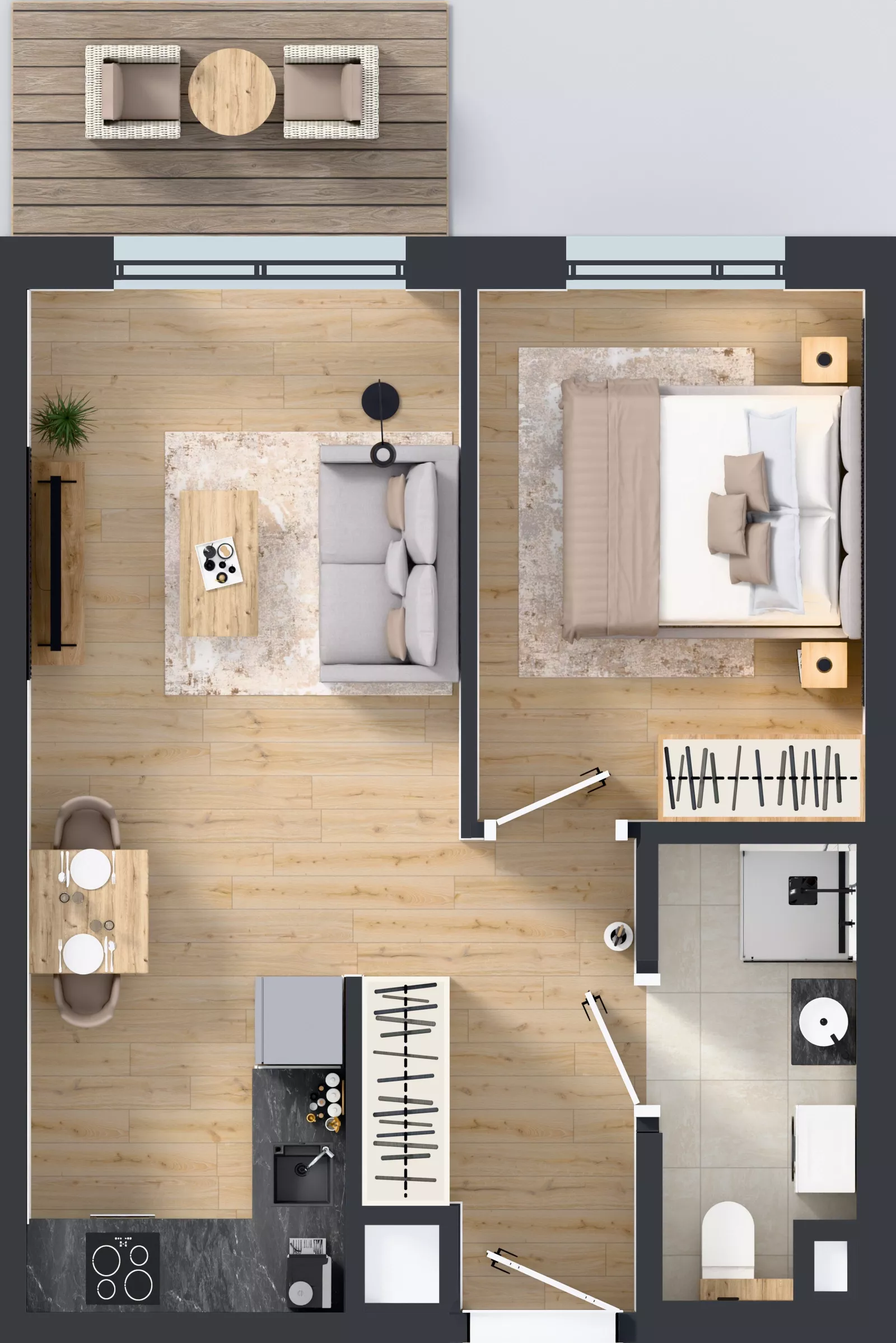 2 pokoje, mieszkanie 37,47 m², piętro 2, oferta nr A/74, Osiedle Wilno 9.2, Warszawa, Targówek, Elsnerów, ul. Rudnicka