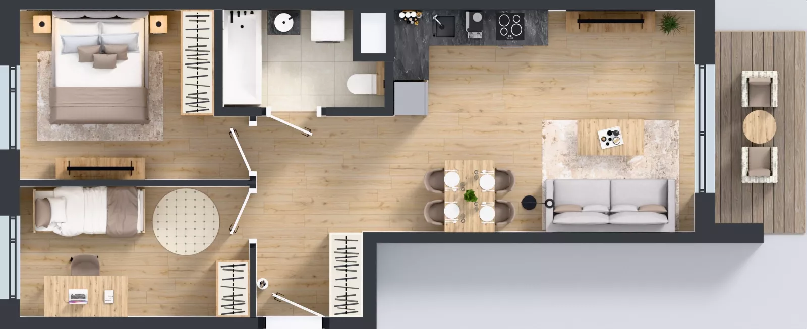 3 pokoje, mieszkanie 55,37 m², piętro 2, oferta nr A/80, Osiedle Wilno 9.2, Warszawa, Targówek, Elsnerów, ul. Rudnicka