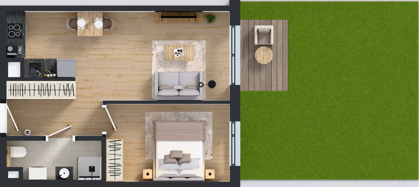 2 pokoje, mieszkanie 40,57 m², parter, oferta nr B/3, Osiedle Wilno 9.2, Warszawa, Targówek, Elsnerów, ul. Rudnicka