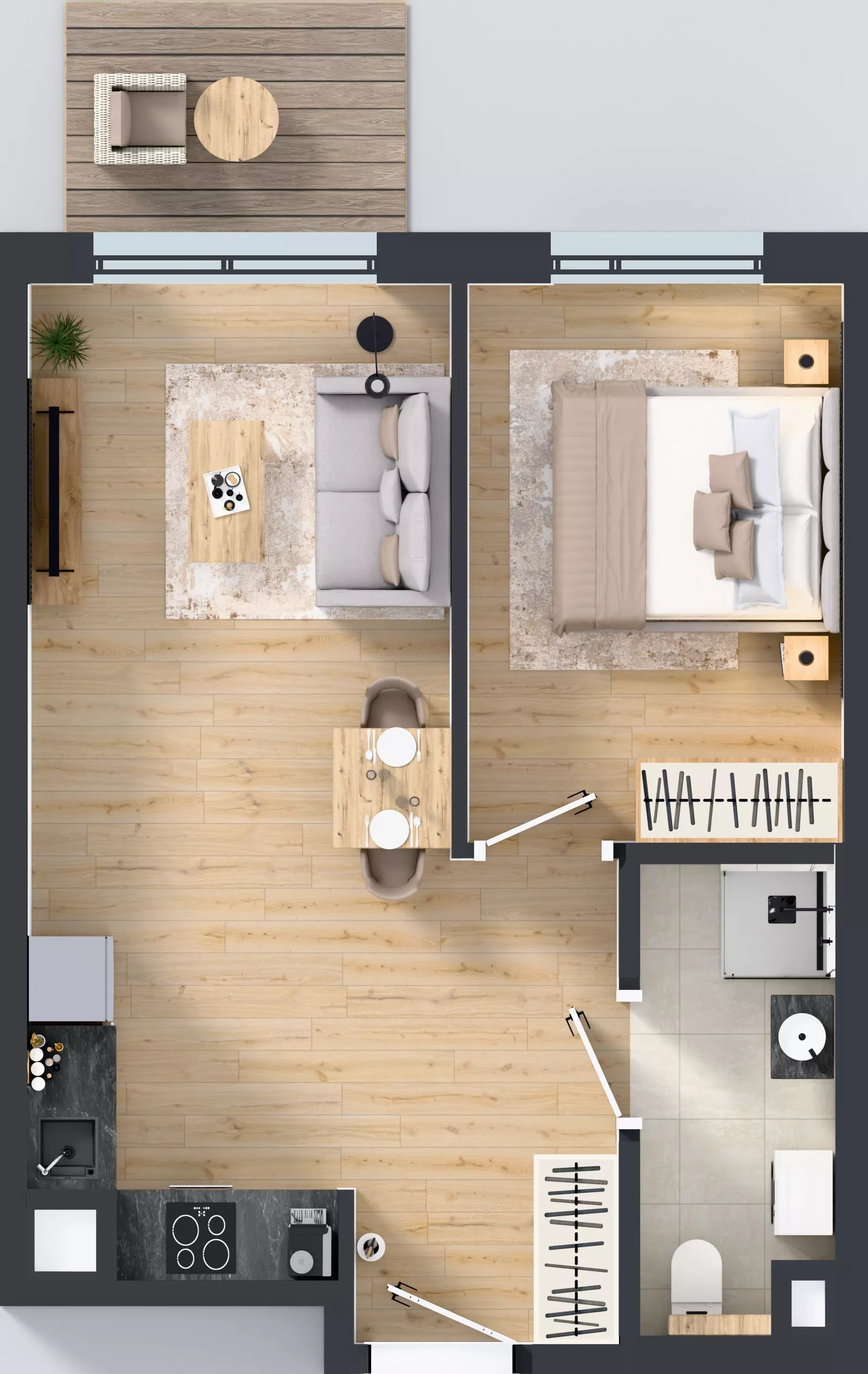 2 pokoje, mieszkanie 39,65 m², piętro 1, oferta nr B/7, Osiedle Wilno 9.2, Warszawa, Targówek, Elsnerów, ul. Rudnicka