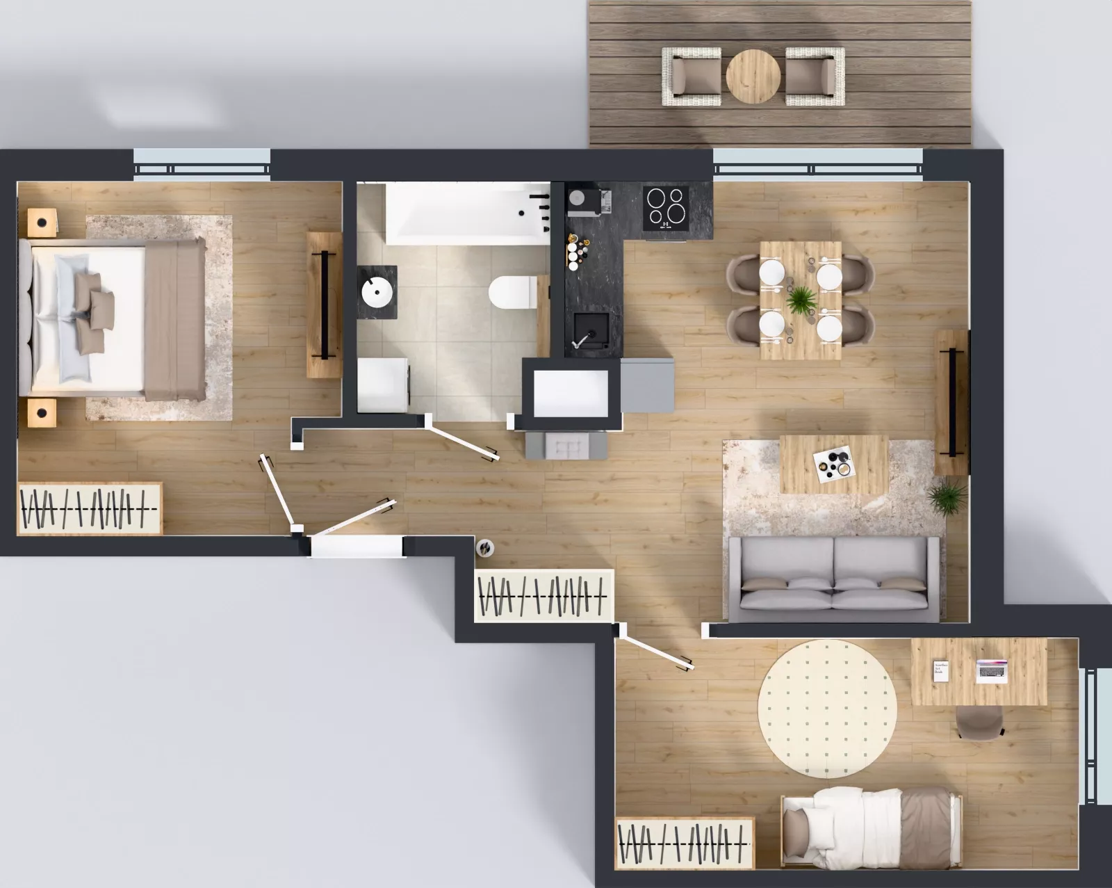 3 pokoje, mieszkanie 56,89 m², piętro 1, oferta nr B/10, Osiedle Wilno 9.2, Warszawa, Targówek, Elsnerów, ul. Rudnicka