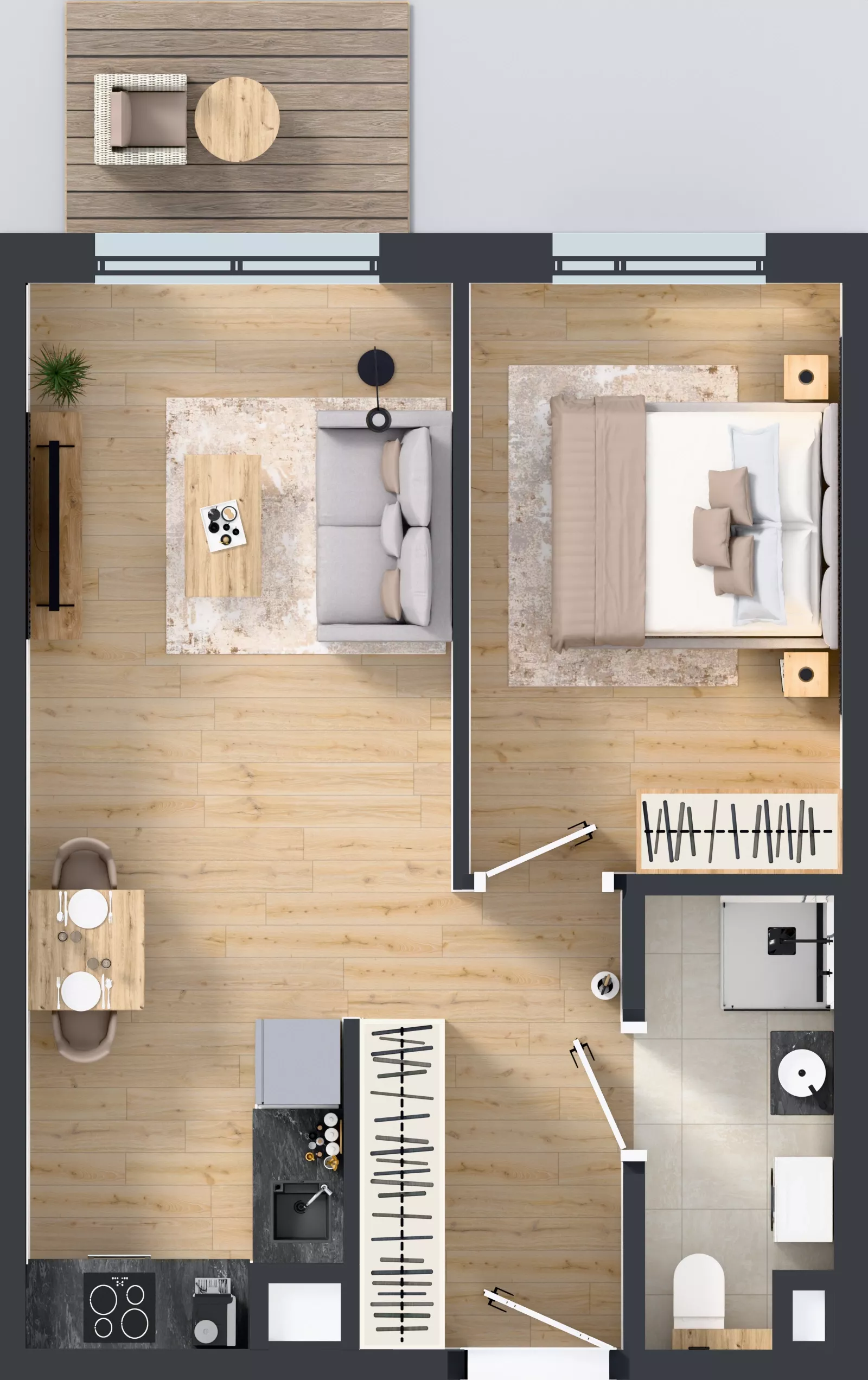 2 pokoje, mieszkanie 40,57 m², piętro 2, oferta nr B/13, Osiedle Wilno 9.2, Warszawa, Targówek, Elsnerów, ul. Rudnicka