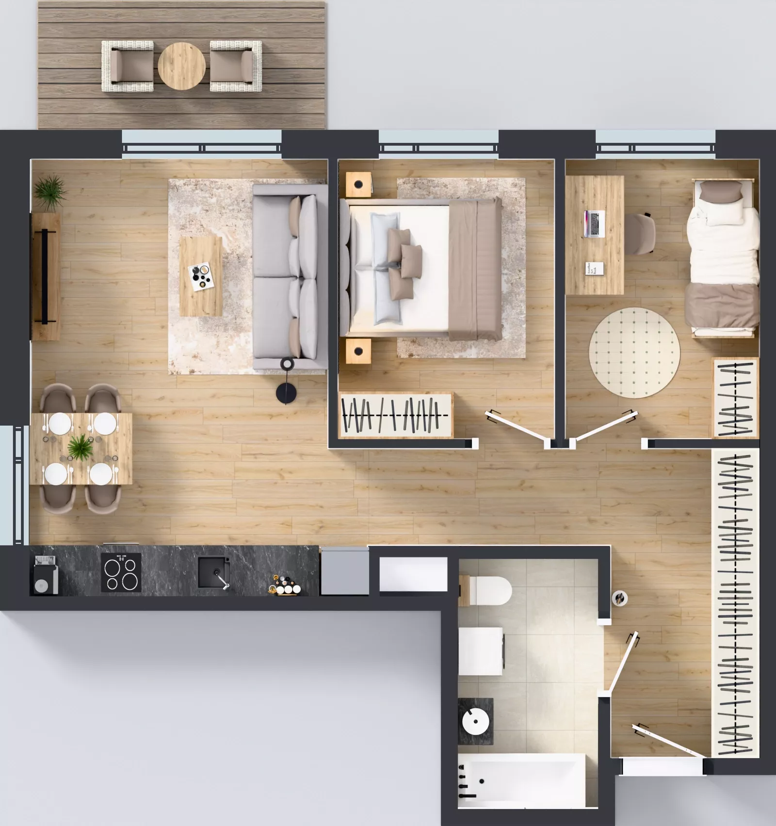 3 pokoje, mieszkanie 56,20 m², piętro 2, oferta nr B/14, Osiedle Wilno 9.2, Warszawa, Targówek, Elsnerów, ul. Rudnicka