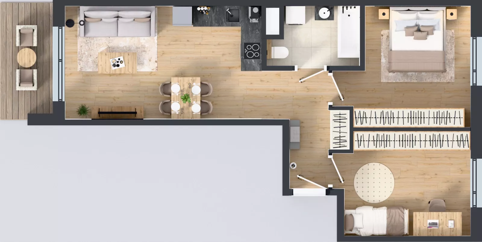 3 pokoje, mieszkanie 58,64 m², piętro 3, oferta nr B/16, Osiedle Wilno 9.2, Warszawa, Targówek, Elsnerów, ul. Rudnicka