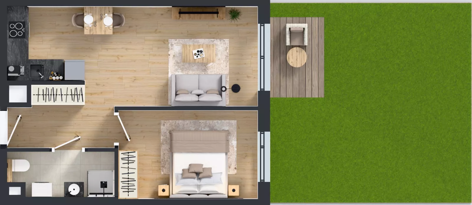 2 pokoje, mieszkanie 40,44 m², parter, oferta nr B/21, Osiedle Wilno 9.2, Warszawa, Targówek, Elsnerów, ul. Rudnicka