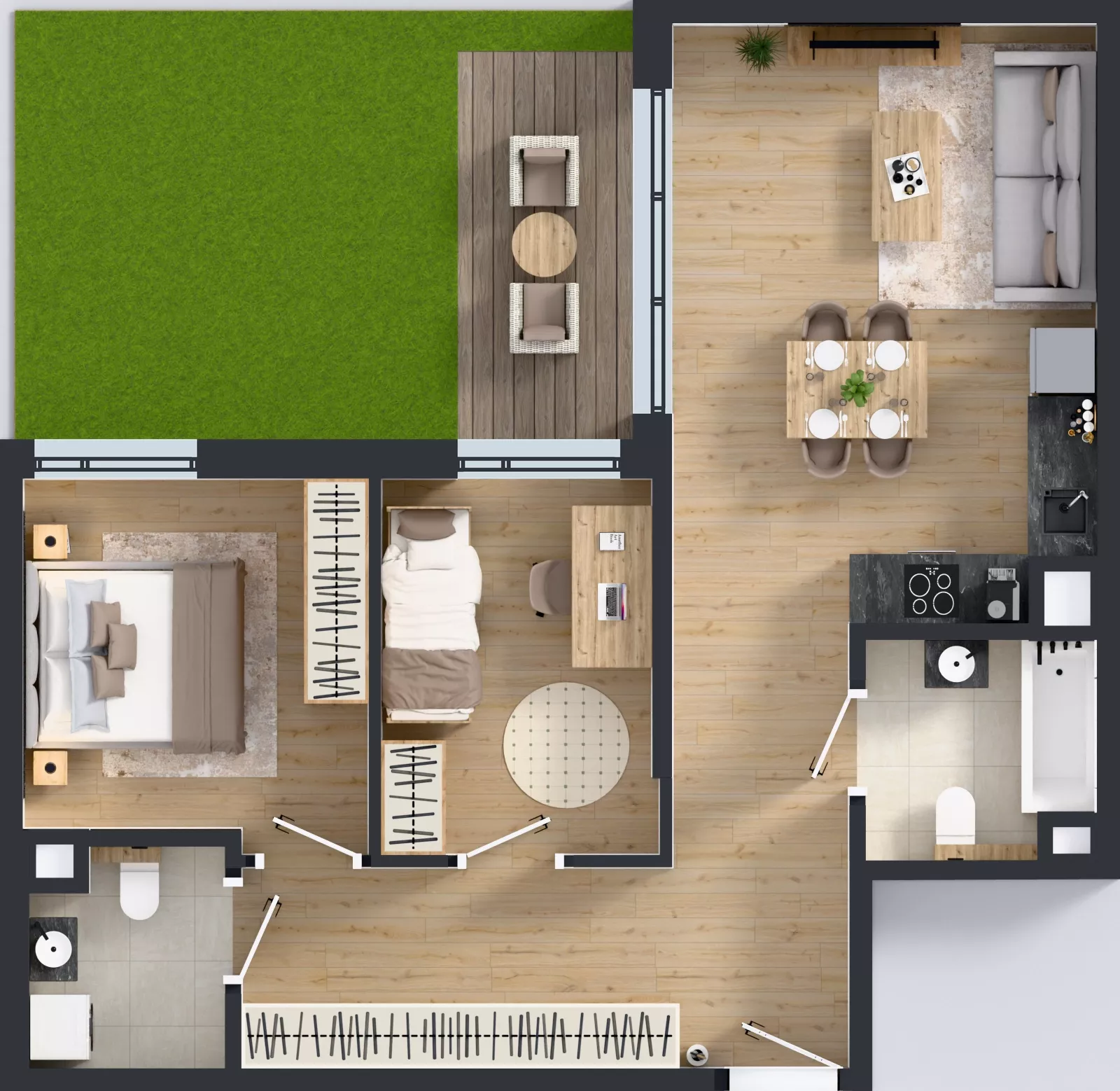 3 pokoje, mieszkanie 62,30 m², parter, oferta nr B/24, Osiedle Wilno 9.2, Warszawa, Targówek, Elsnerów, ul. Rudnicka