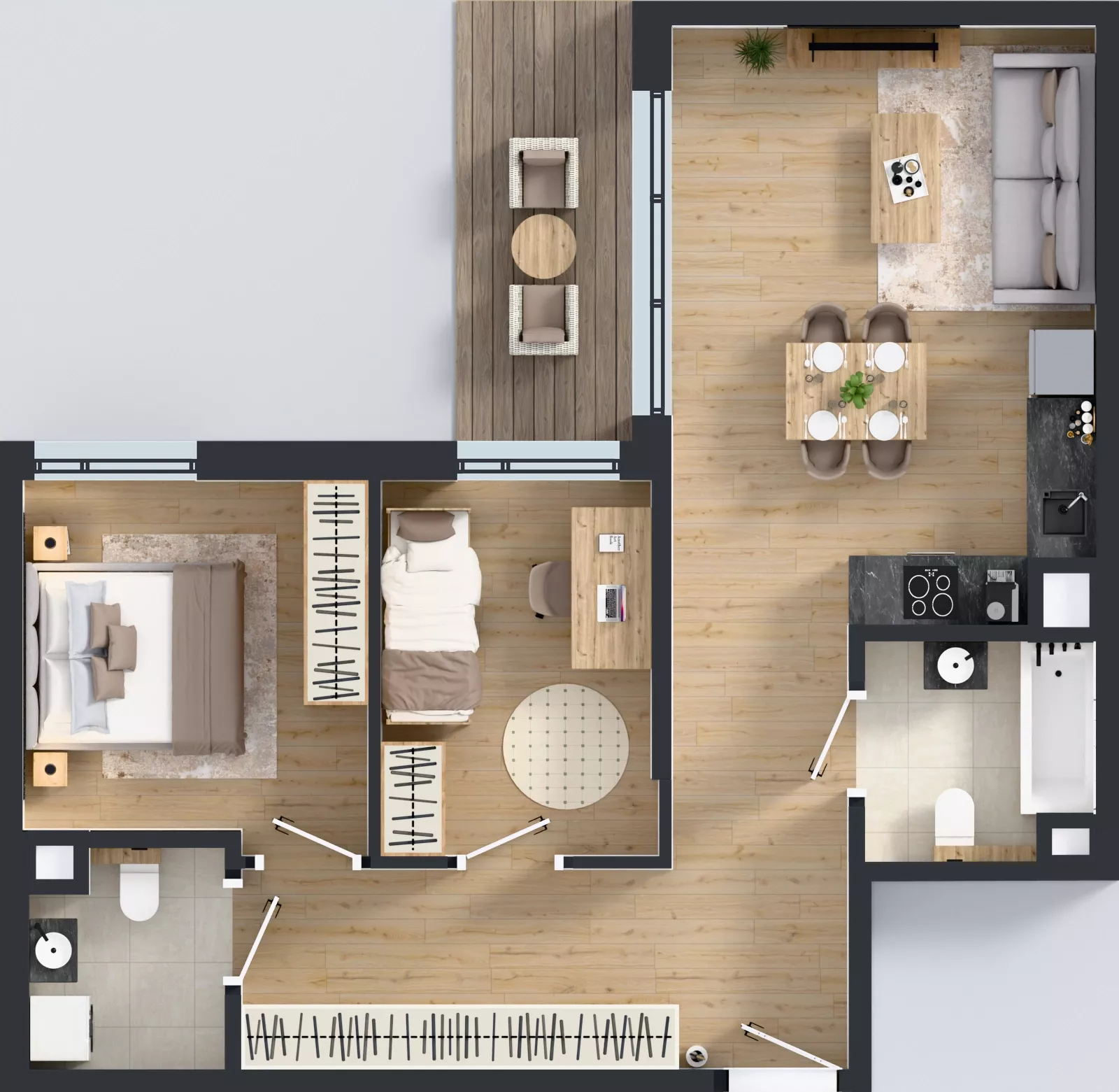 3 pokoje, mieszkanie 62,30 m², piętro 1, oferta nr B/32, Osiedle Wilno 9.2, Warszawa, Targówek, Elsnerów, ul. Rudnicka