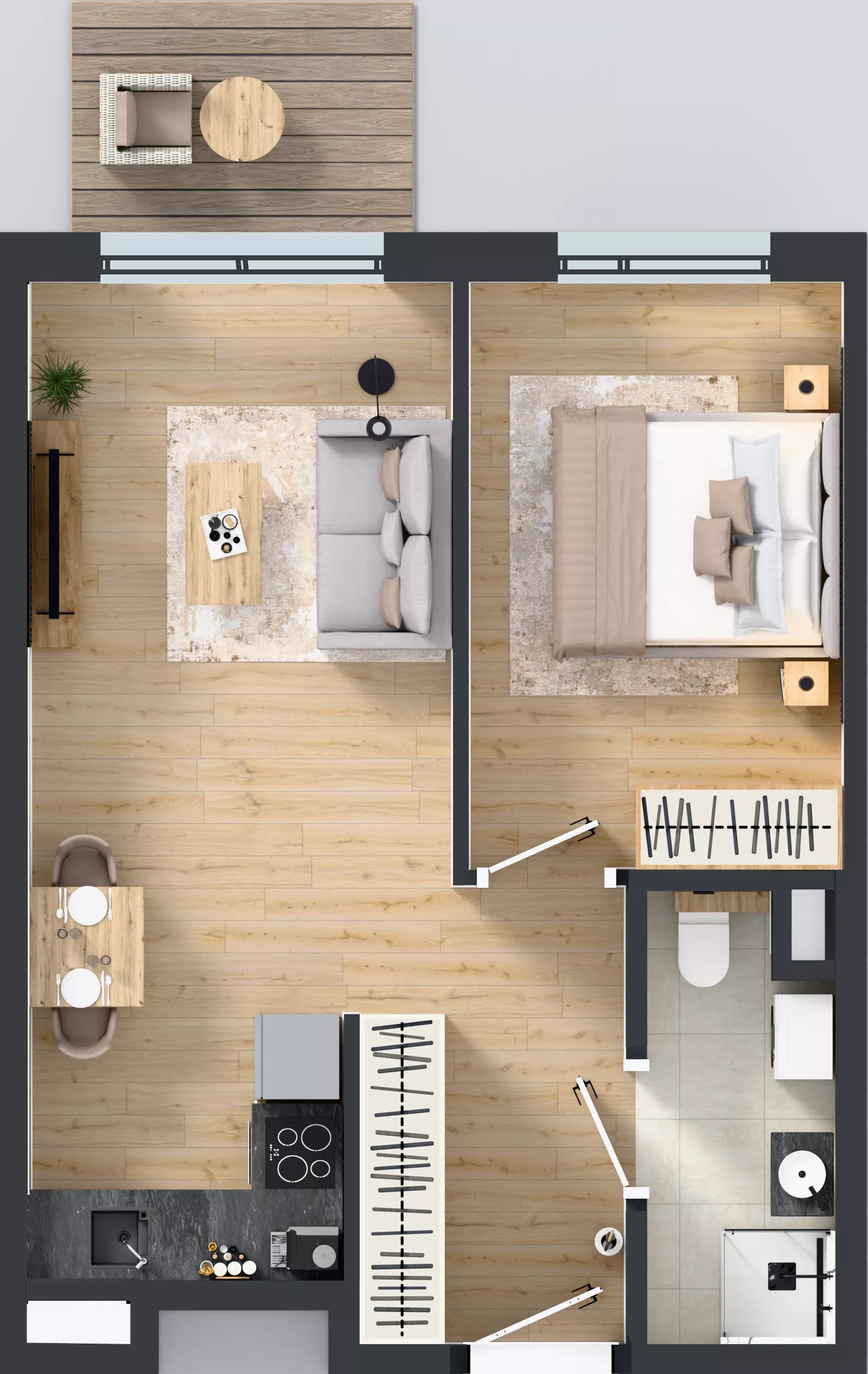 2 pokoje, mieszkanie 39,87 m², piętro 2, oferta nr B/36, Osiedle Wilno 9.2, Warszawa, Targówek, Elsnerów, ul. Rudnicka