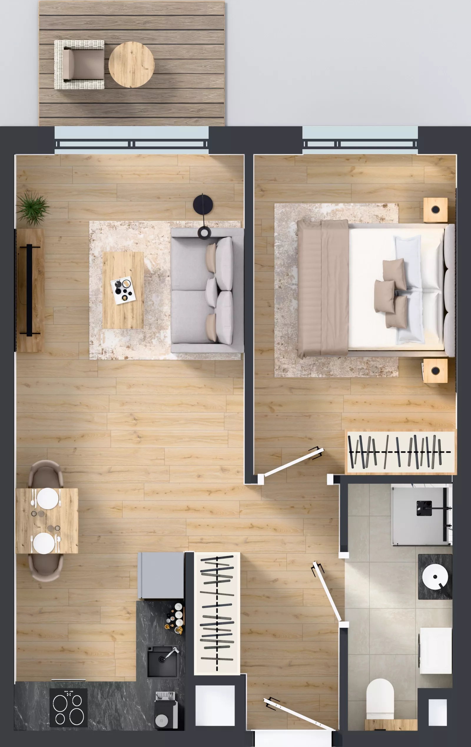 2 pokoje, mieszkanie 40,44 m², piętro 3, oferta nr B/45, Osiedle Wilno 9.2, Warszawa, Targówek, Elsnerów, ul. Rudnicka