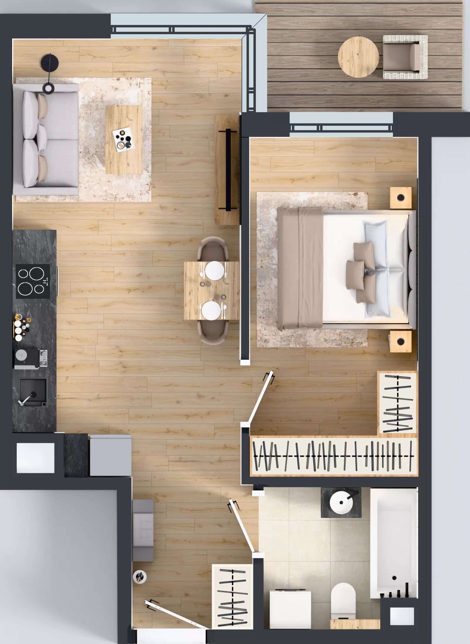 2 pokoje, mieszkanie 41,01 m², piętro 1, oferta nr B/60, Osiedle Wilno 9.2, Warszawa, Targówek, Elsnerów, ul. Rudnicka