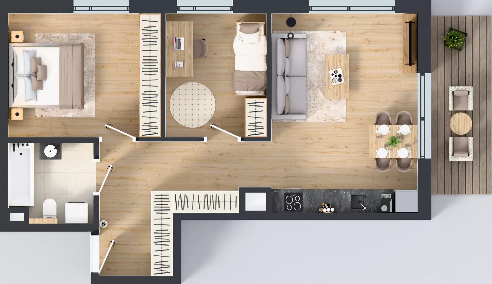 3 pokoje, mieszkanie 60,28 m², piętro 2, oferta nr B/67, Osiedle Wilno 9.2, Warszawa, Targówek, Elsnerów, ul. Rudnicka