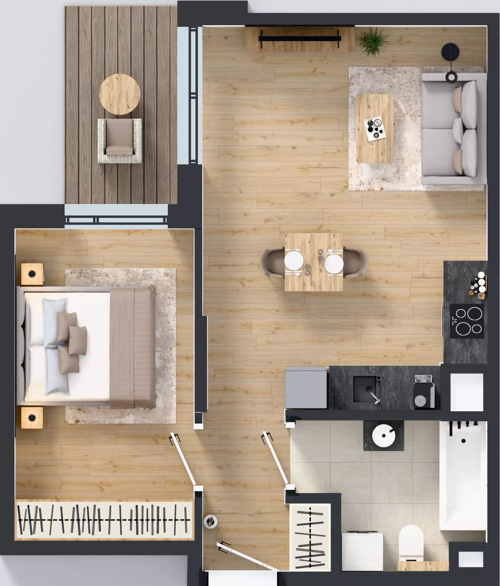 2 pokoje, mieszkanie 42,99 m², piętro 3, oferta nr B/69, Osiedle Wilno 9.2, Warszawa, Targówek, Elsnerów, ul. Rudnicka