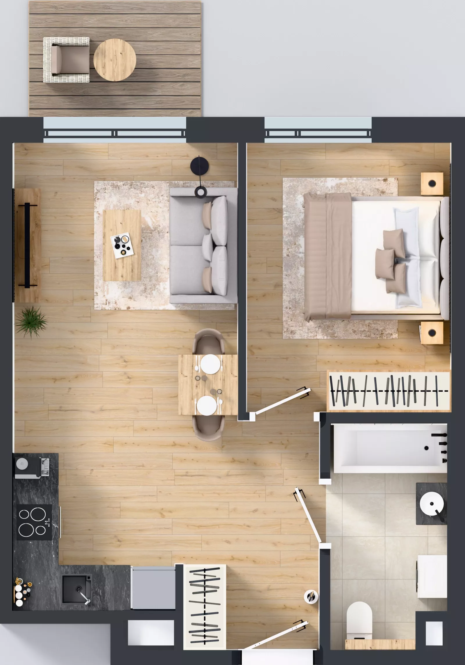 2 pokoje, mieszkanie 40,49 m², piętro 1, oferta nr B/82, Osiedle Wilno 9.2, Warszawa, Targówek, Elsnerów, ul. Rudnicka