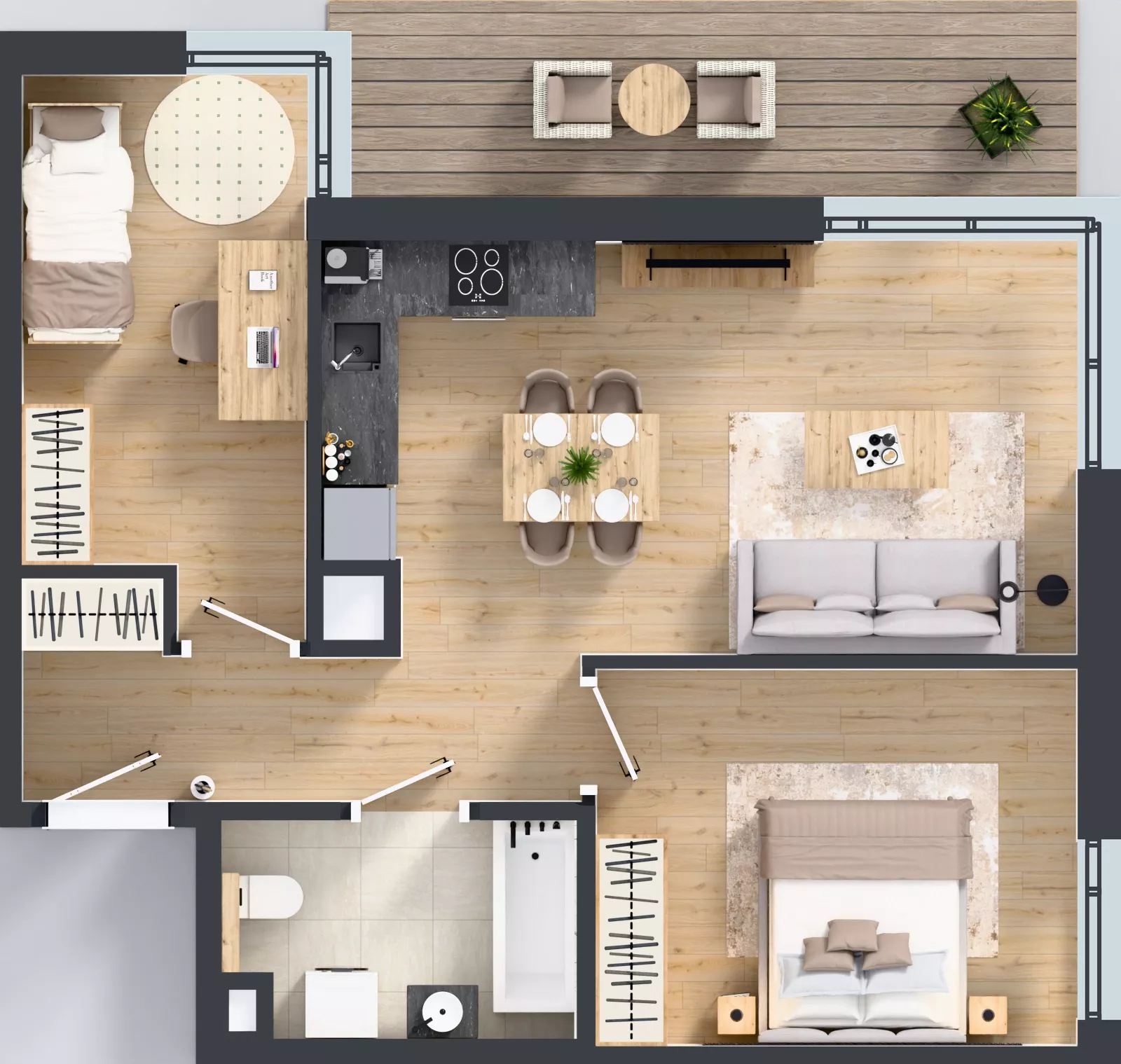 3 pokoje, mieszkanie 55,56 m², piętro 1, oferta nr B/84, Osiedle Wilno 9.2, Warszawa, Targówek, Elsnerów, ul. Rudnicka