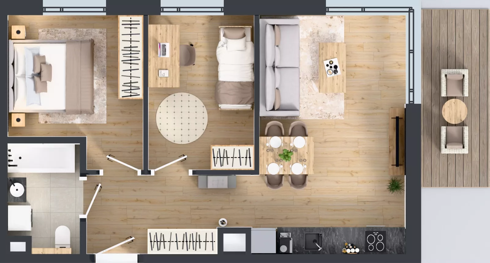 3 pokoje, mieszkanie 50,87 m², piętro 1, oferta nr B/85, Osiedle Wilno 9.2, Warszawa, Targówek, Elsnerów, ul. Rudnicka