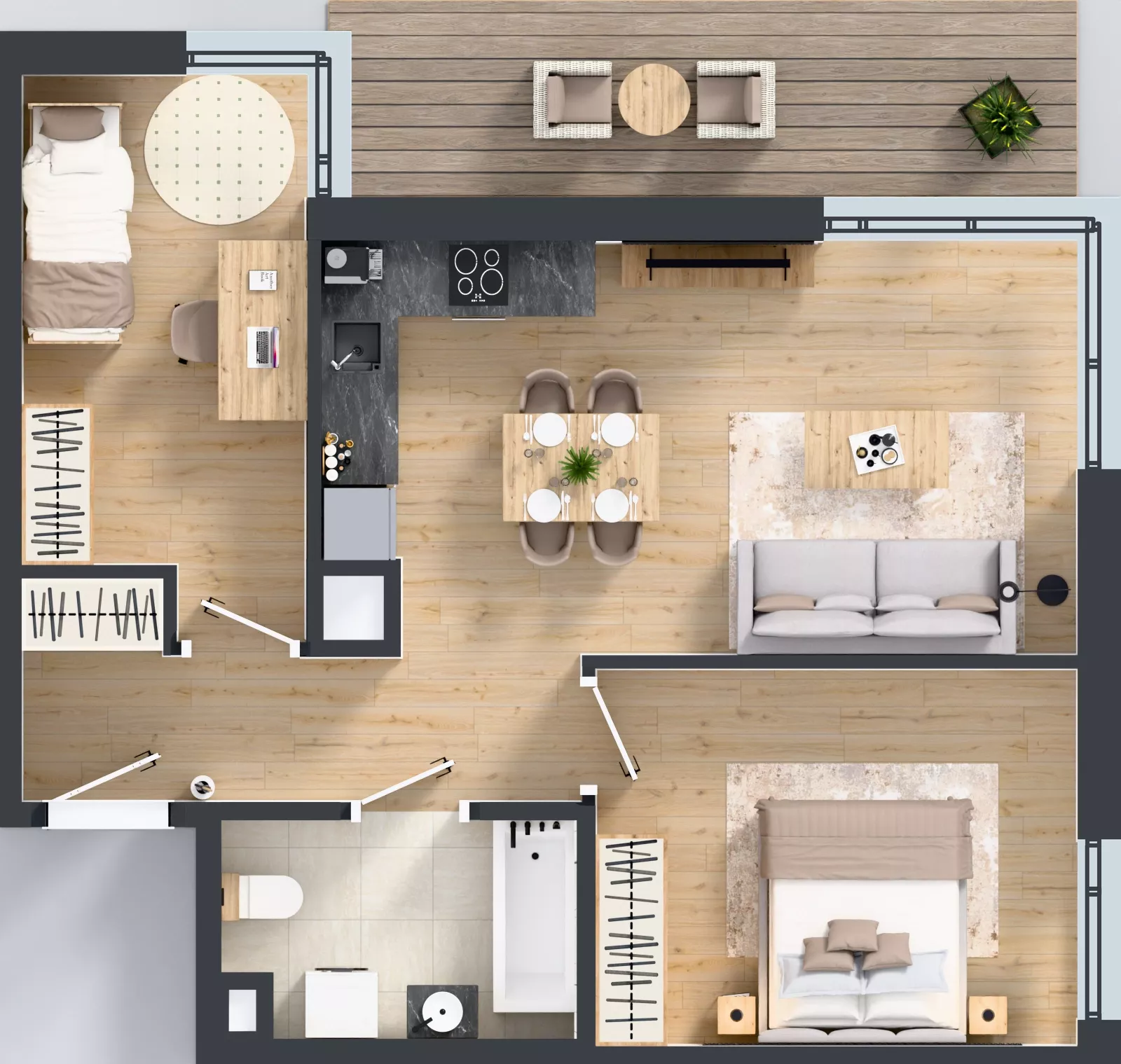 3 pokoje, mieszkanie 55,56 m², piętro 3, oferta nr B/96, Osiedle Wilno 9.2, Warszawa, Targówek, Elsnerów, ul. Rudnicka