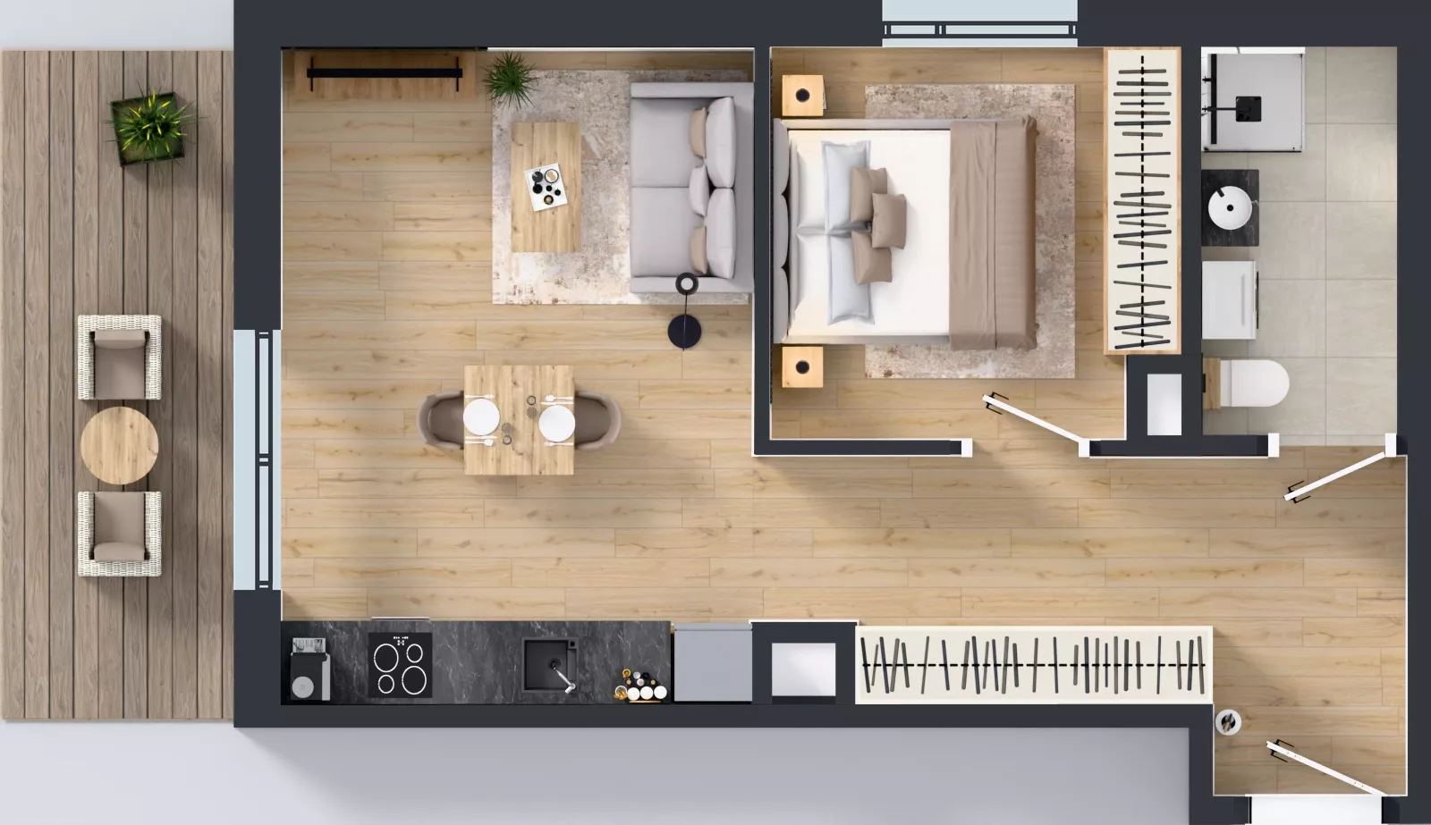 2 pokoje, mieszkanie 42,27 m², parter, oferta nr C/2, Osiedle Wilno 9.2, Warszawa, Targówek, Elsnerów, ul. Rudnicka