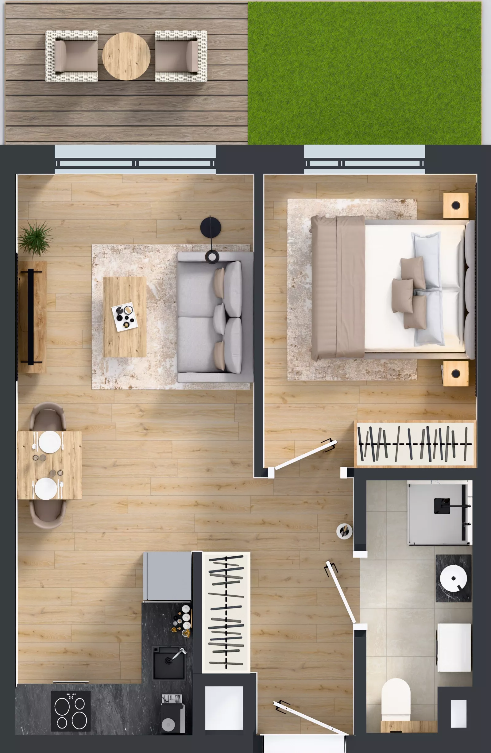 2 pokoje, mieszkanie 37,43 m², parter, oferta nr C/5, Osiedle Wilno 9.2, Warszawa, Targówek, Elsnerów, ul. Rudnicka