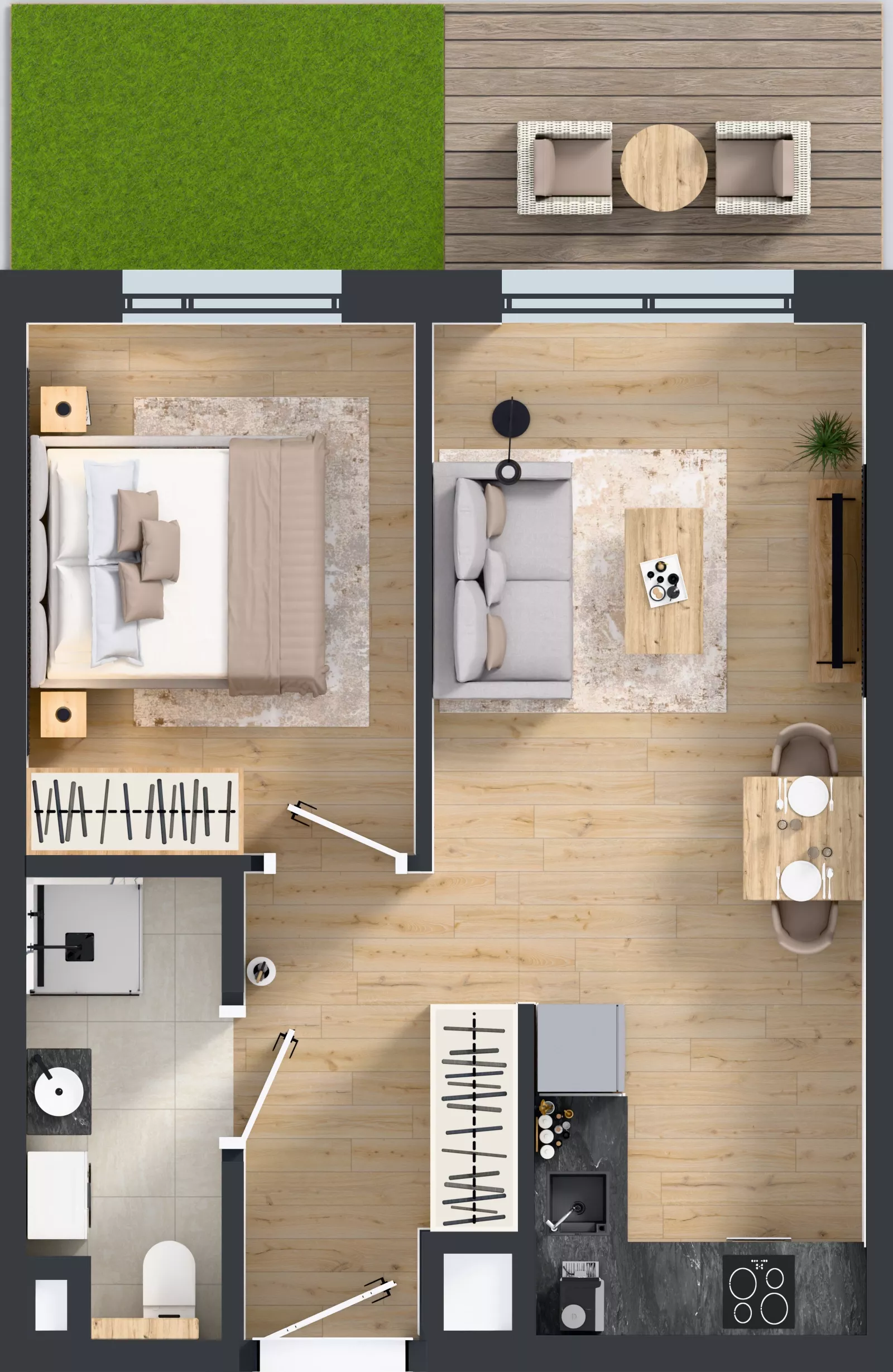 2 pokoje, mieszkanie 37,58 m², parter, oferta nr C/6, Osiedle Wilno 9.2, Warszawa, Targówek, Elsnerów, ul. Rudnicka